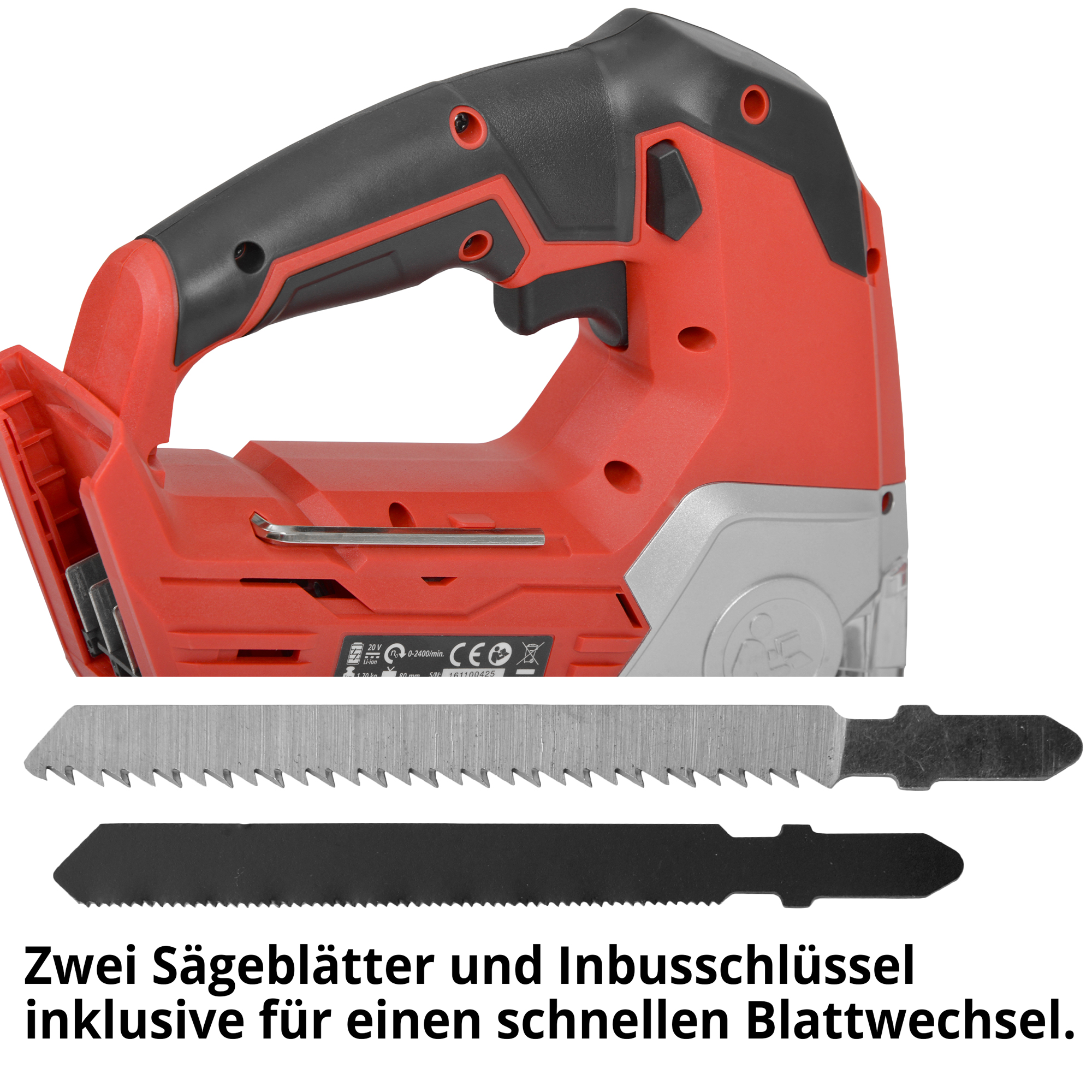HECHT 1531 Akku Stichsäge; Zwei Sägeblätter und Inbusschlüssel inklusive für einen schnellen Blattwechsel