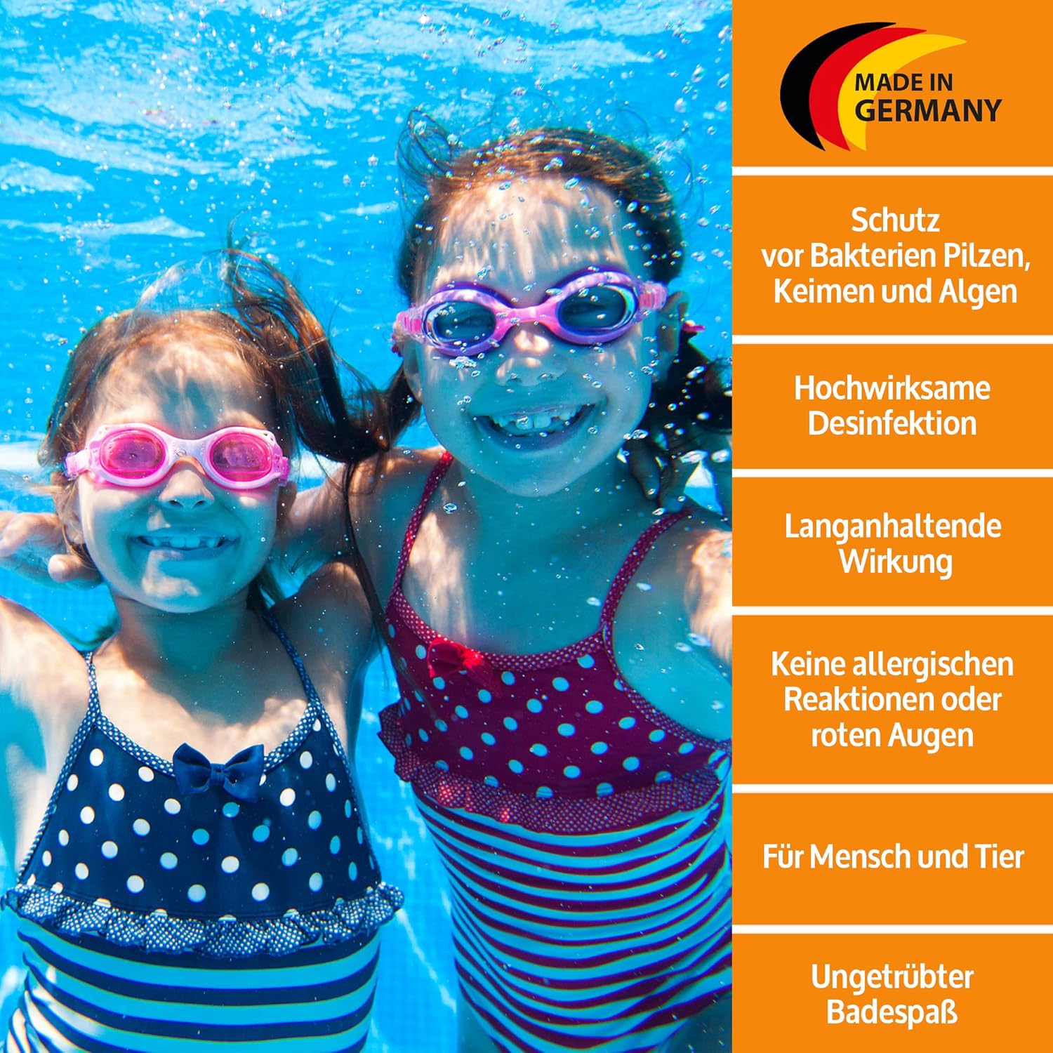 Poolmittel zooprinz 3-in-1 gegen Bakterien, Pilze und Algen im Wasser