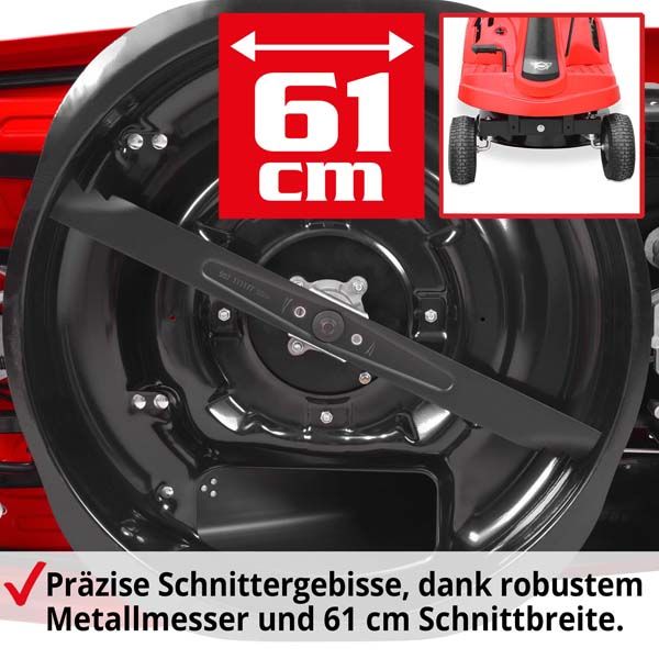 Benzin Rasentraktor-Aufsatzmäher mit 61 cm Schnittbreite und Robustem Metallmesser für Präzises schneiden 
