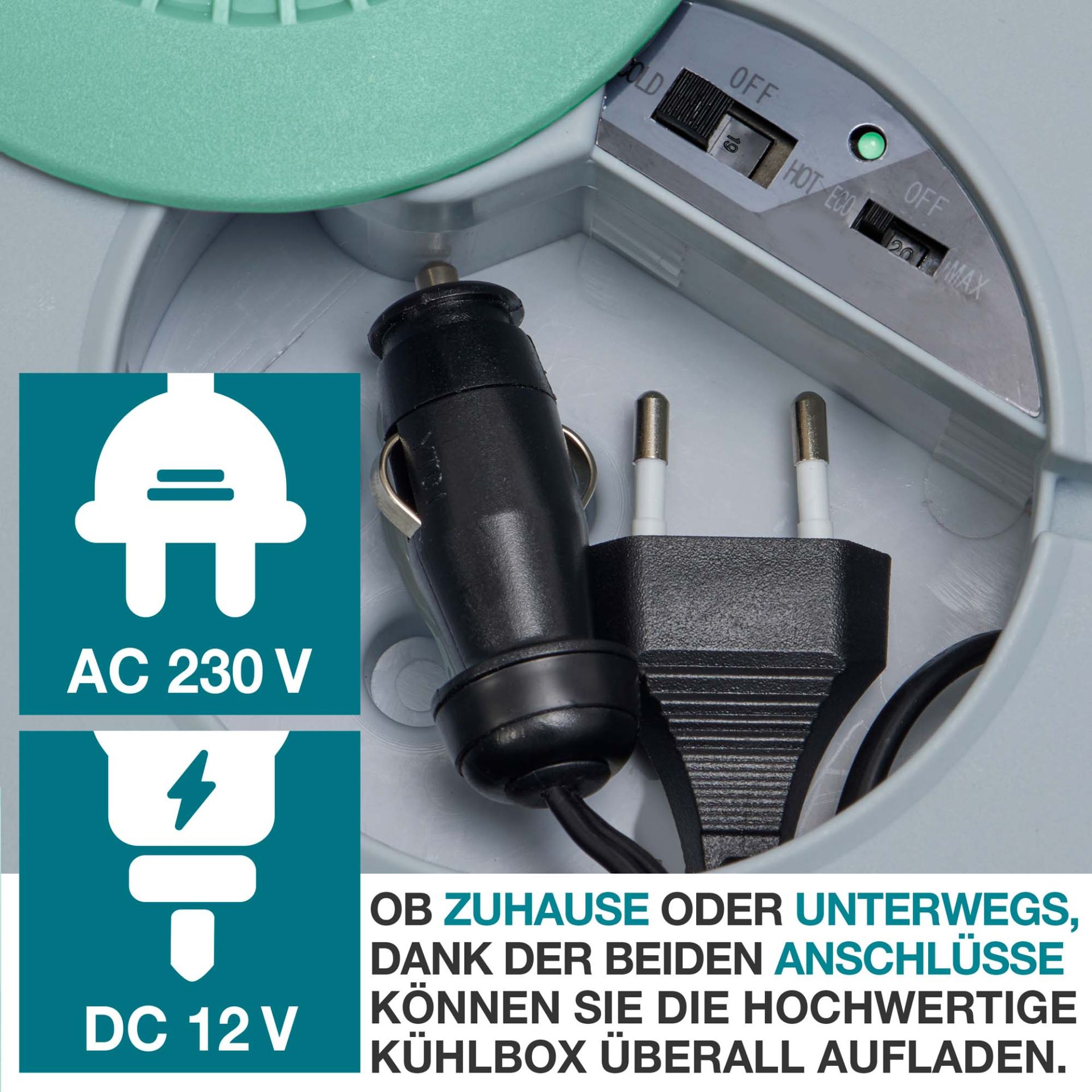 TOM Kühlbox CB-250; für Zuhause (230 Volt Anschluss) und Unterwegs (12 Volt Anschluss)