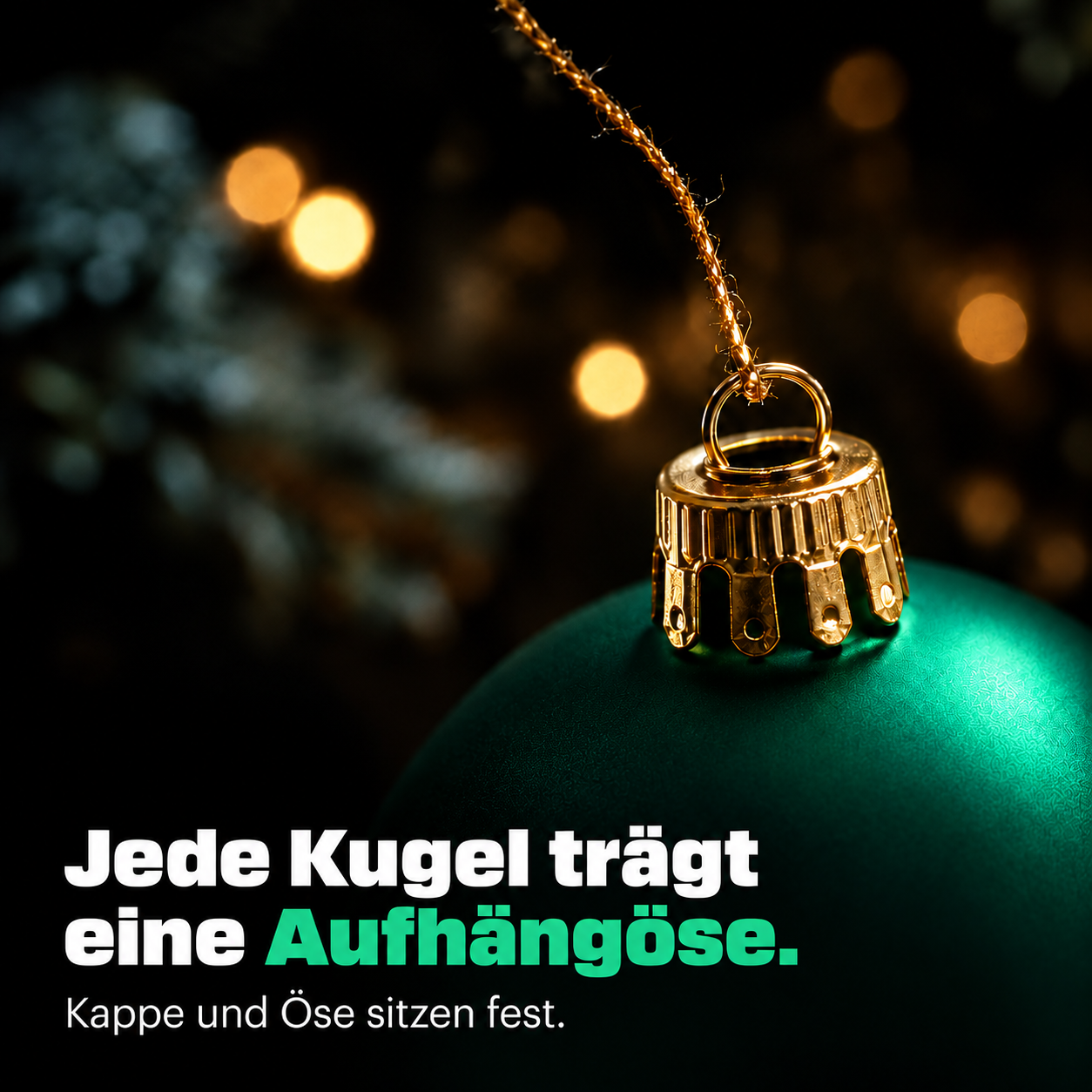 ONBEST Weihnachtskugeln: Festsitzende Kappe und Öse an jeder Kugel (Dieses Bild wurde mit Hilfe von KI generiert.)