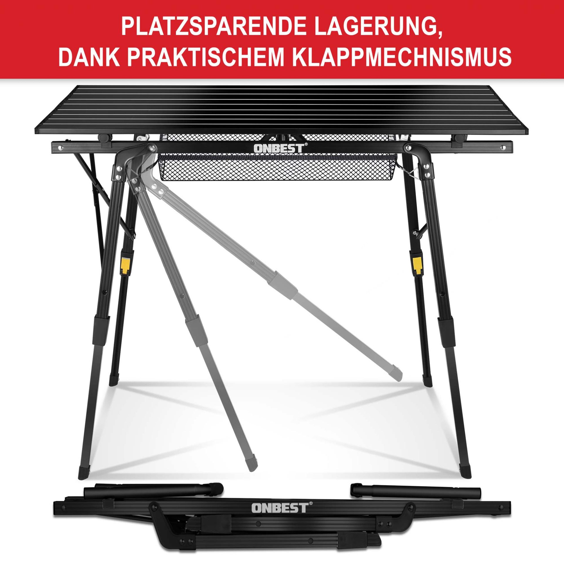 Klapptisch Norderney schwarz - Platzsparende Lagerung dank praktischem Klappmechanismus