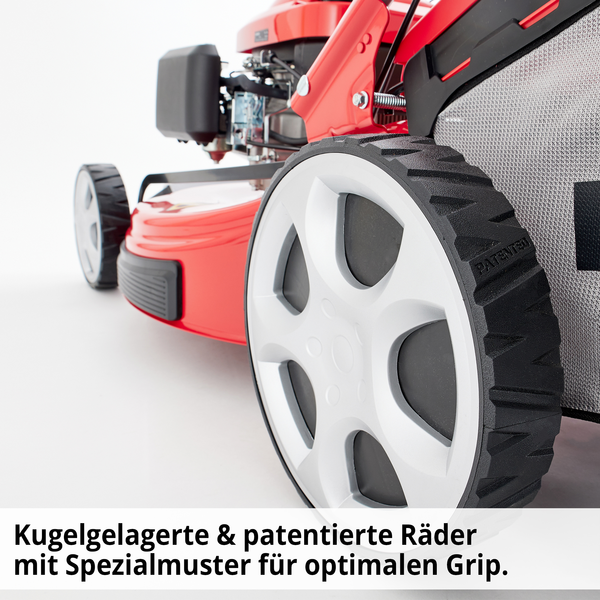 Hecht Benzin-Rasenmäher mit Kugelgelagerten Rädern und Spezialmuster für extra Grip 