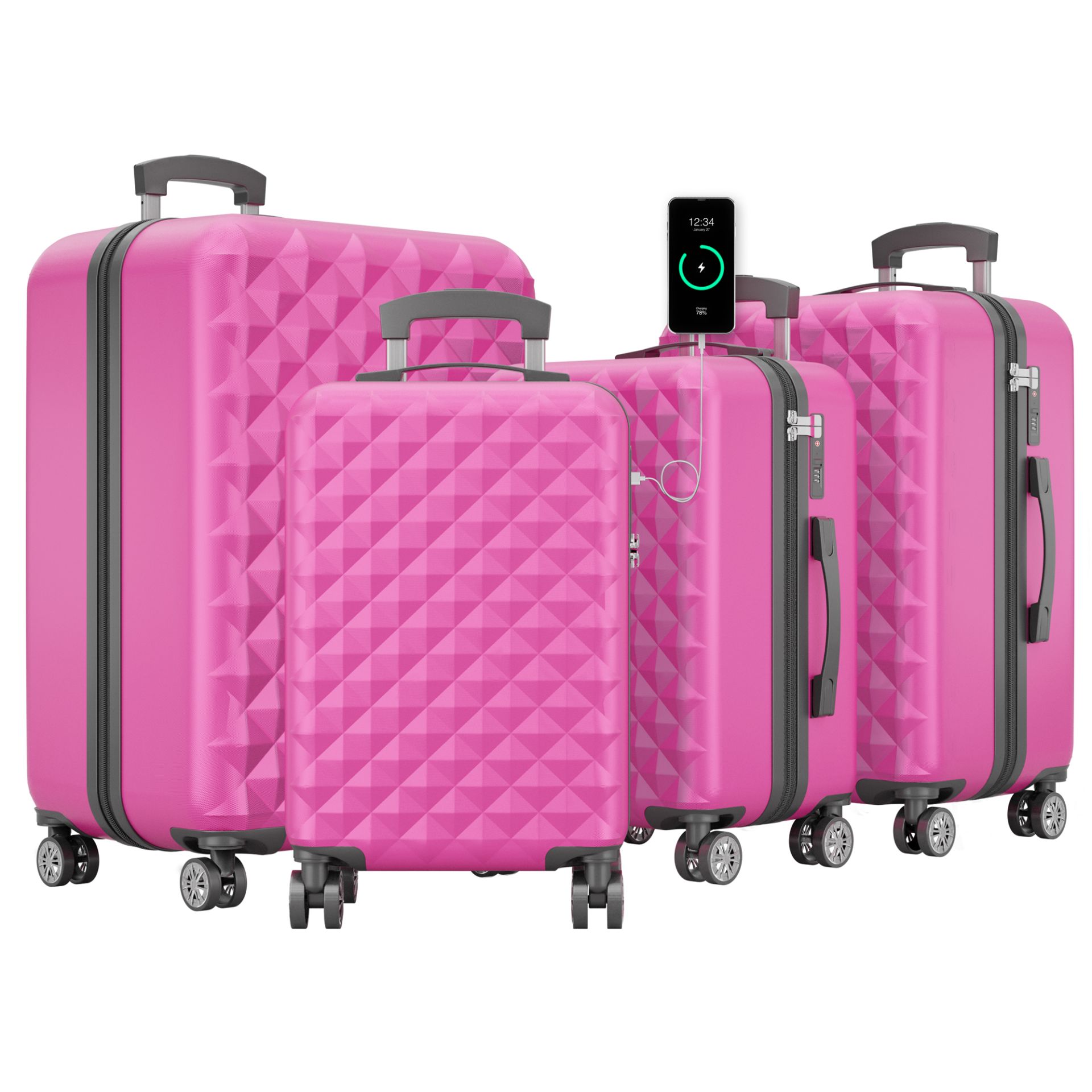 Hartschalenkofferset pink - Beinhaltet 4 Koffer