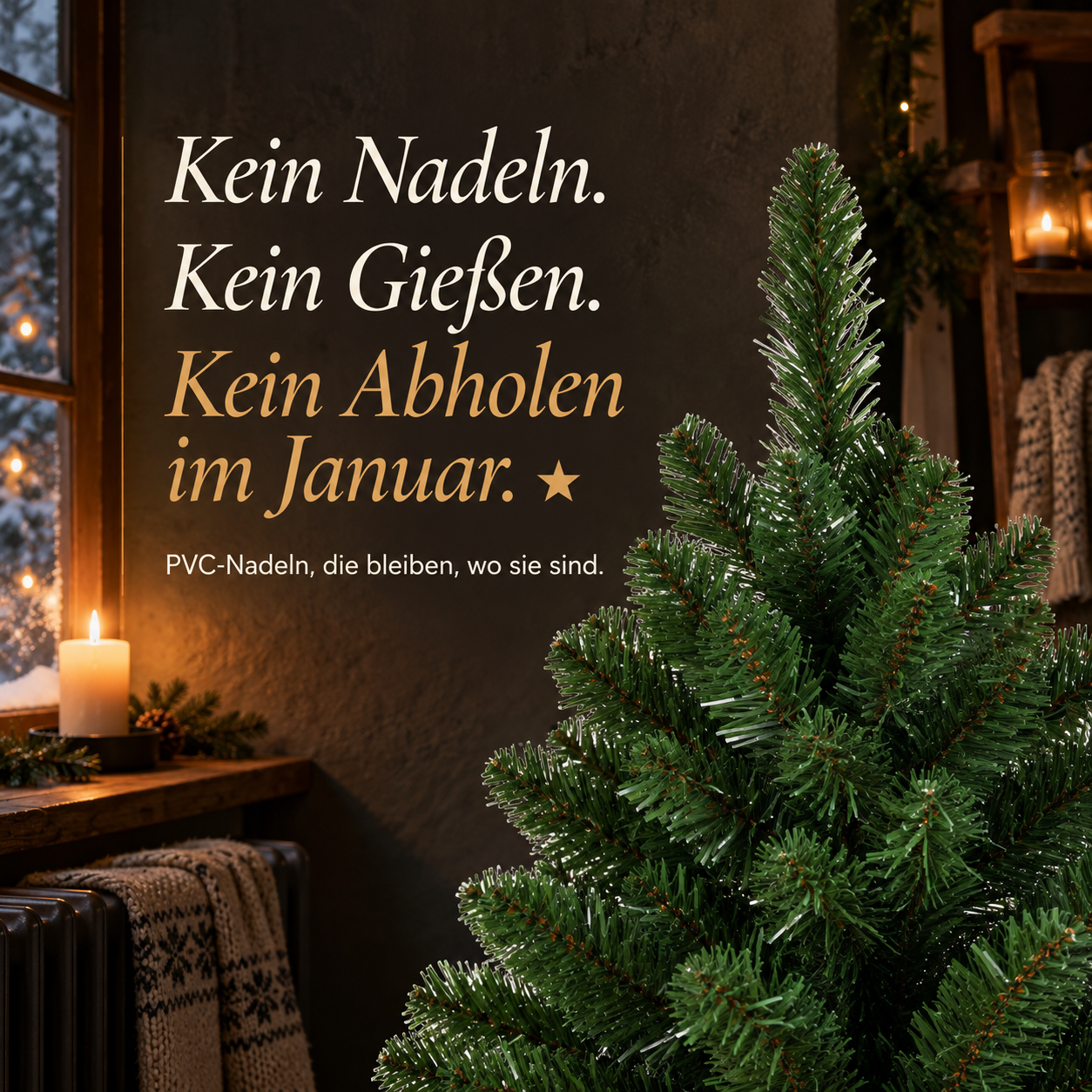 Pflegeleichter Kunstbaum: Kein Nadeln oder Gießen dank langlebigem PVC (Dieses Bild wurde mit Hilfe von KI generiert.)