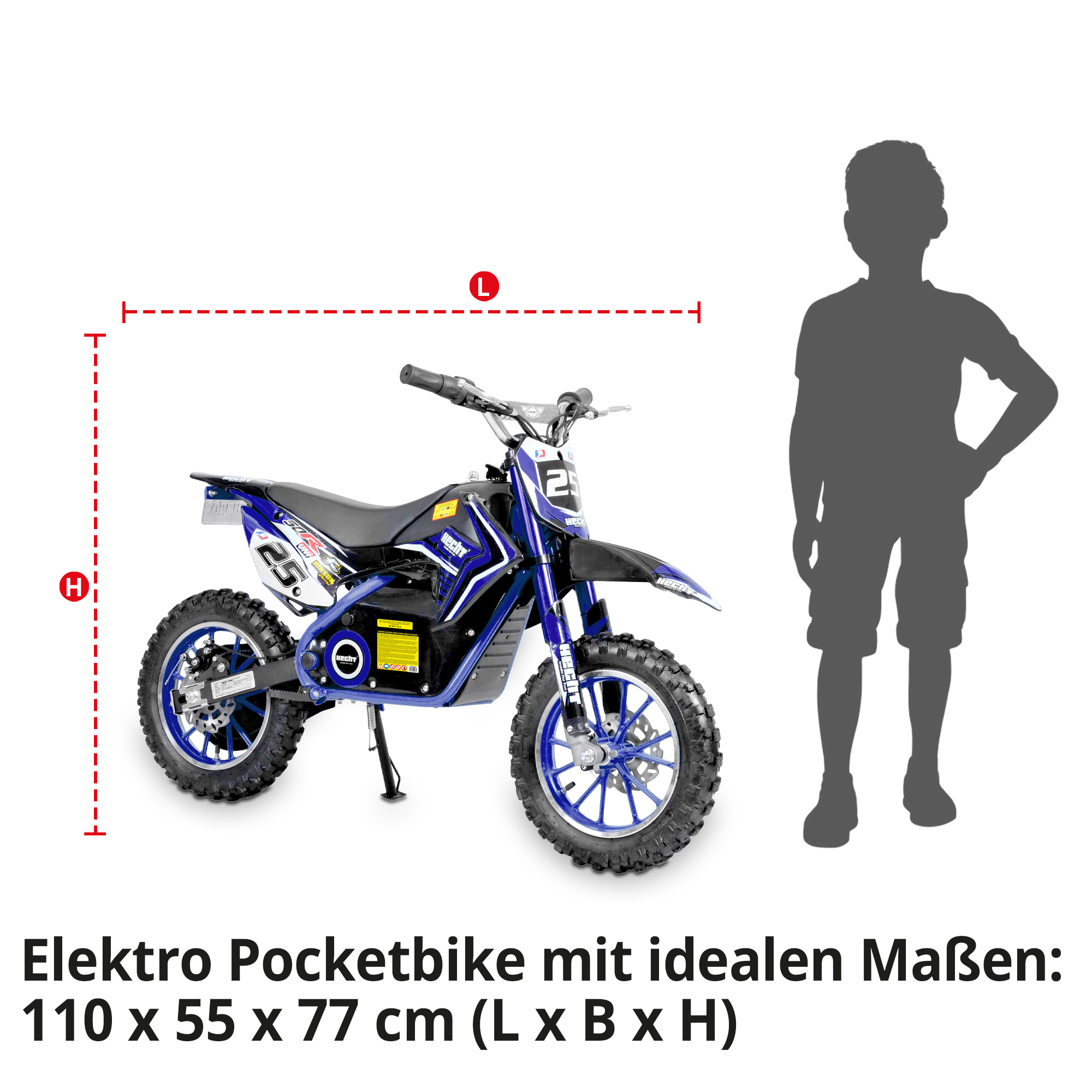 Elektro Pocketbike; 110 x 55 x 77 Znetimeter