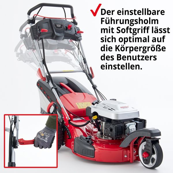 HECHT Benzin Rasenmäher 5563 SXE Benzin Rasenmäher mit verstellbarem Führungsholm