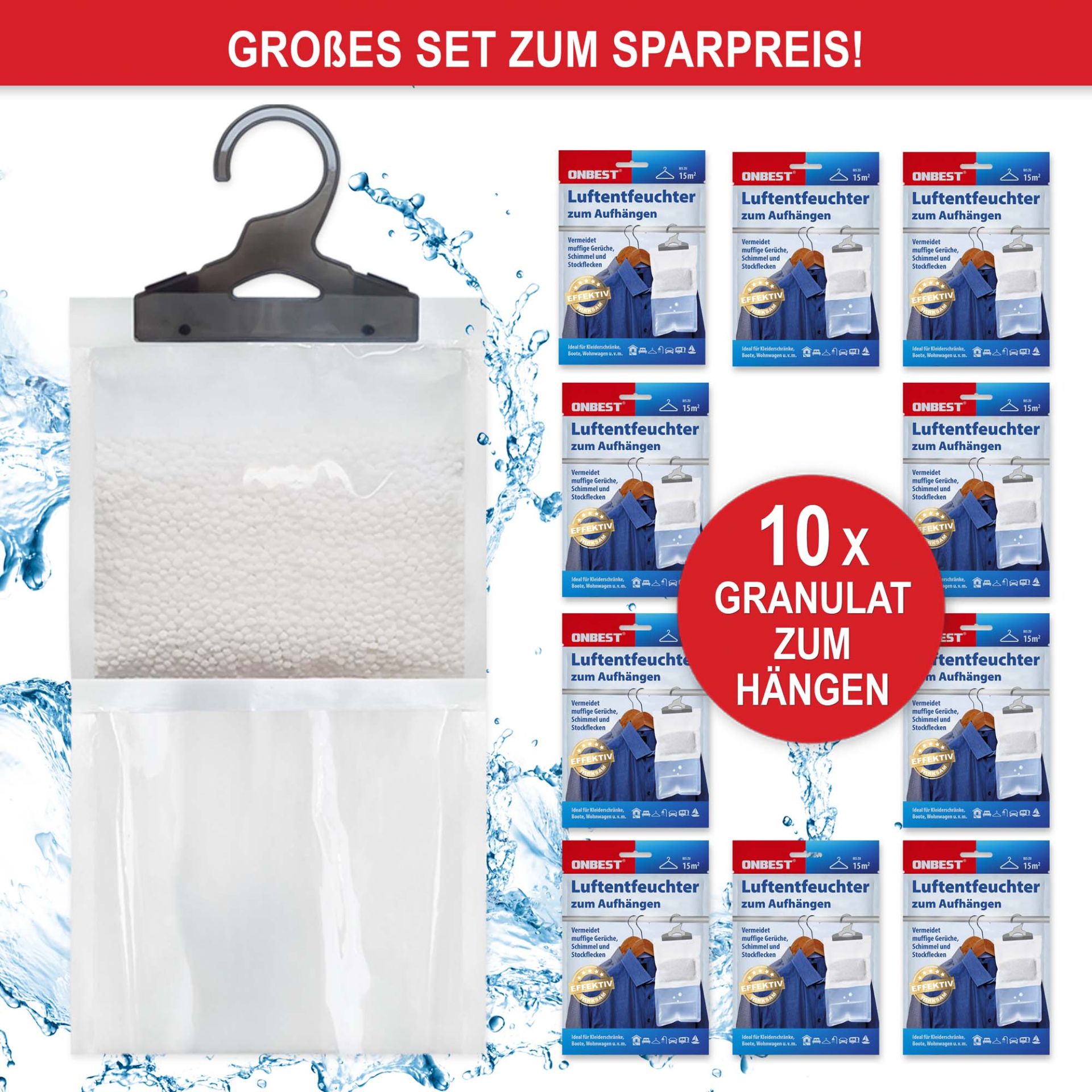 Luftentfeuchter zum Aufhängen - Großes Set zum Sparpreis, 10mal zum aufhängen