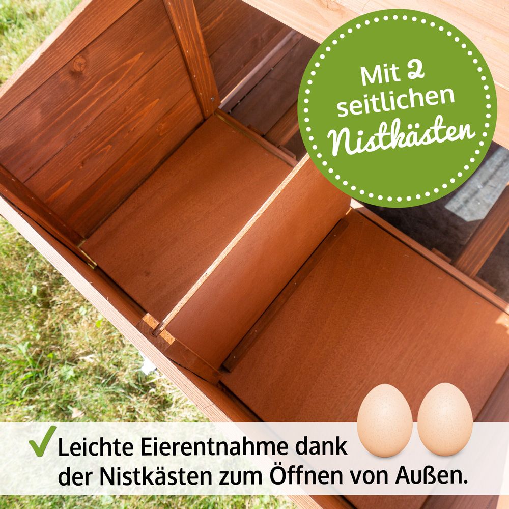 Hühnervoliere Happyfarm; 2 Nistkästen, die von außen geöffnet werden können