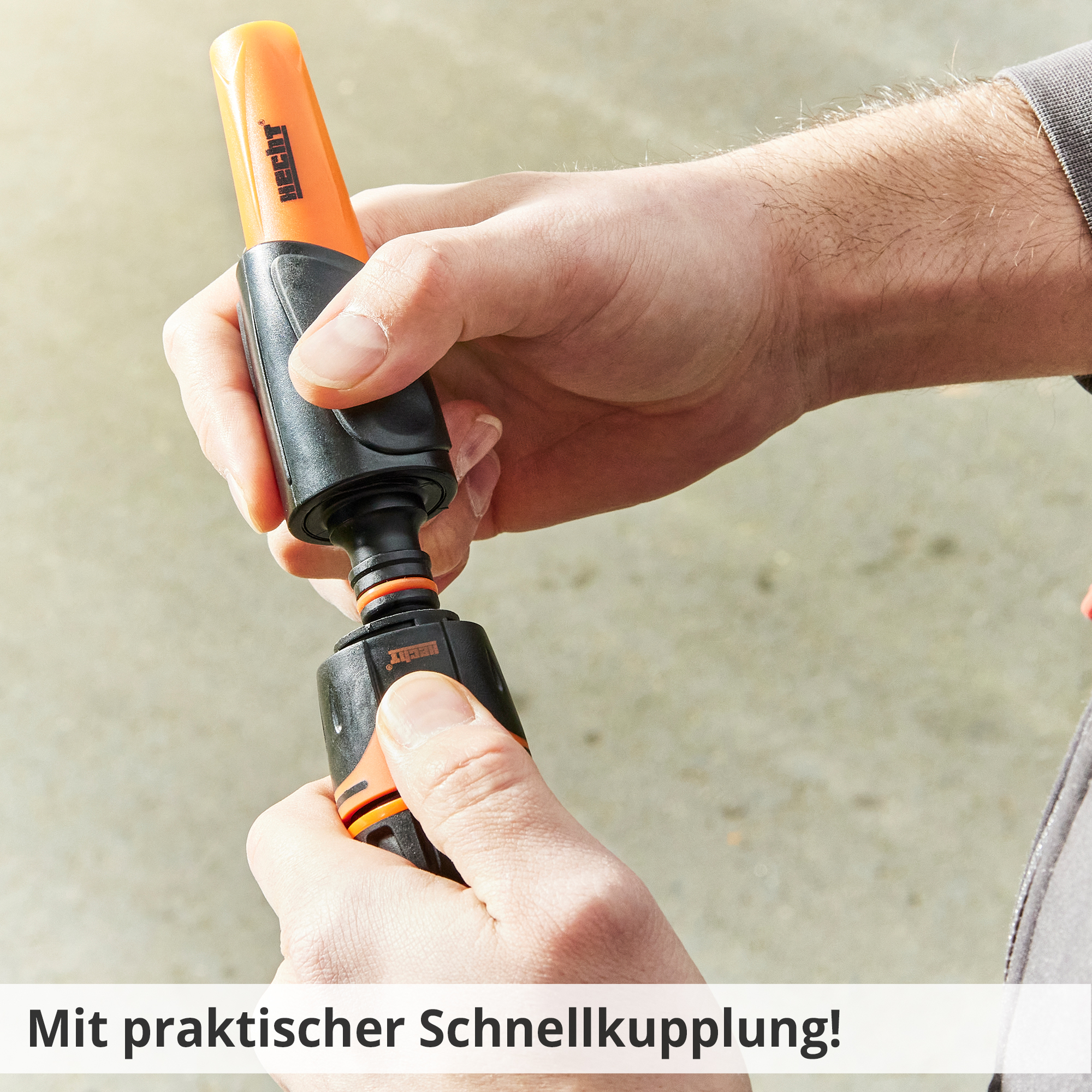 Wand-Schlauchtrommel; Praktische Schnellkupplung (Dieses Bild wurde mit Hilfe von KI generiert.)