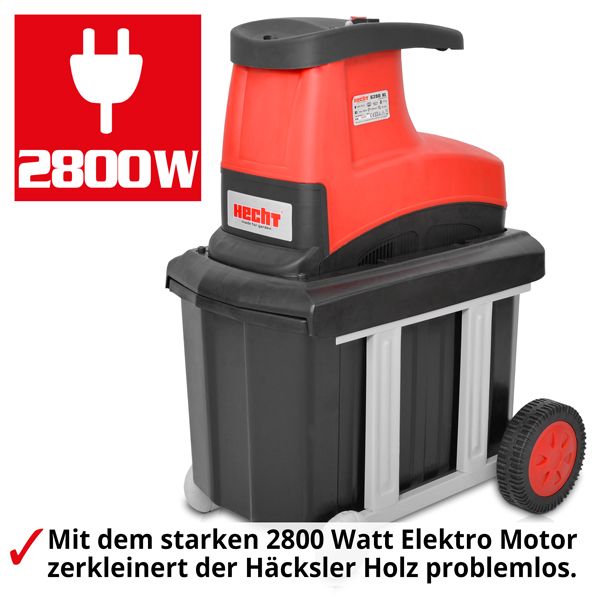 HECHT Elektro Gartenhäcksler 6280 XL kraftvoller Elektro Gartenhäcksler