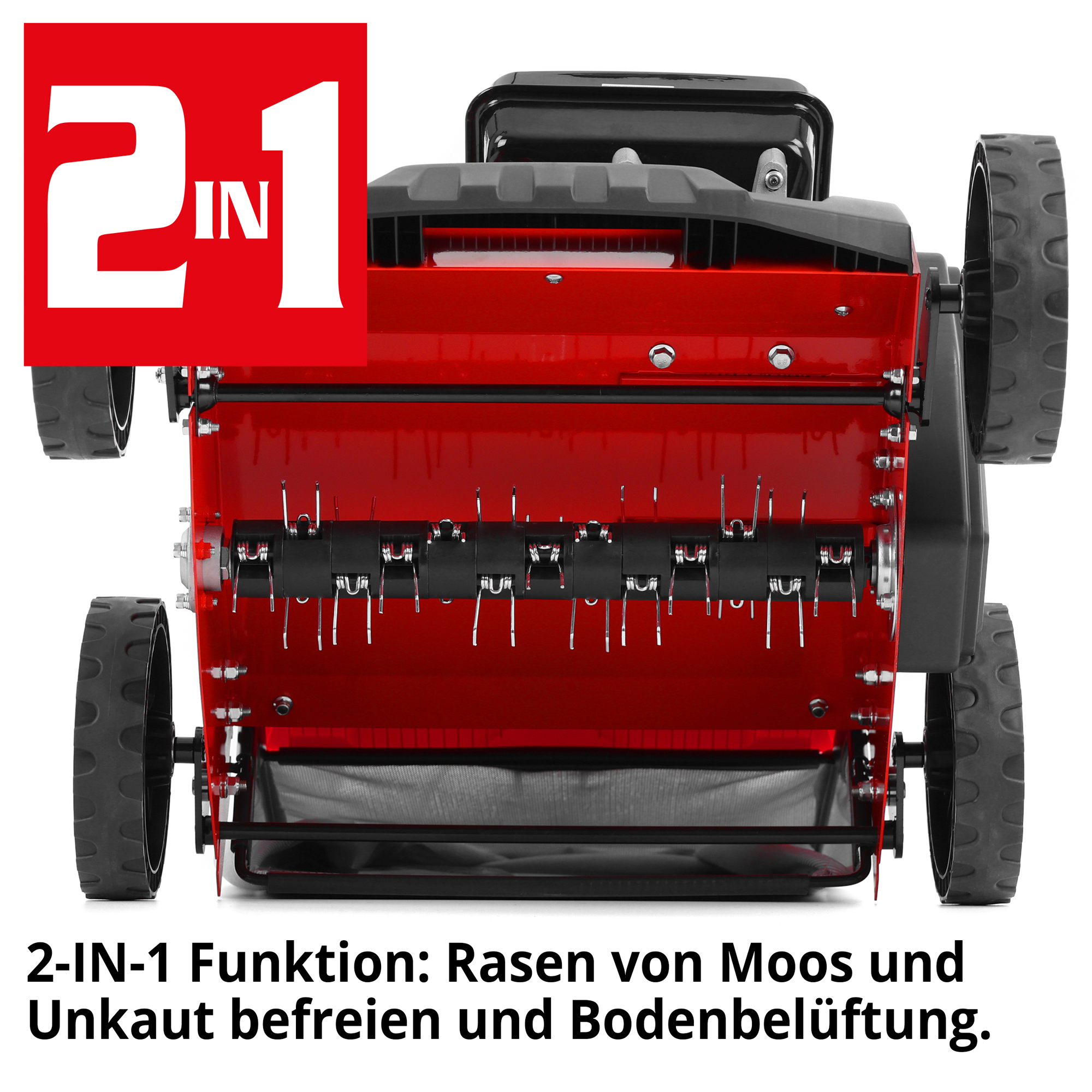 Hecht Benzin Vertikutierer mit 2 in 1 Funktion: Rasen von Moos und Unkraut befreien und Bodenbelüftung