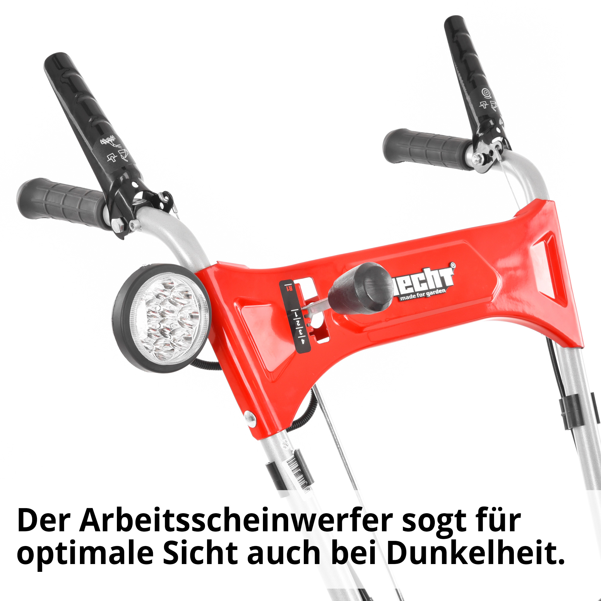 Hecht Benzin-Schneefräse mit Arbeitsscheinwerfer für sicheres arbeiten 