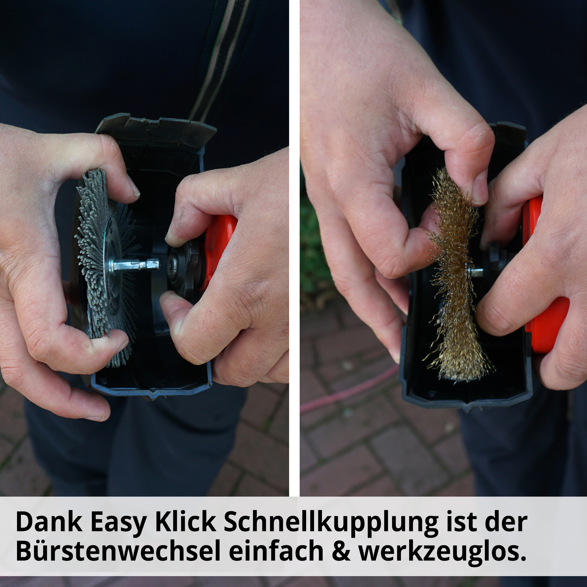 HECHT 444 Fugenbürste; Dank Easy Klick Schnellkupplung ist der Bürstenwechsel einfach & werkzeuglos