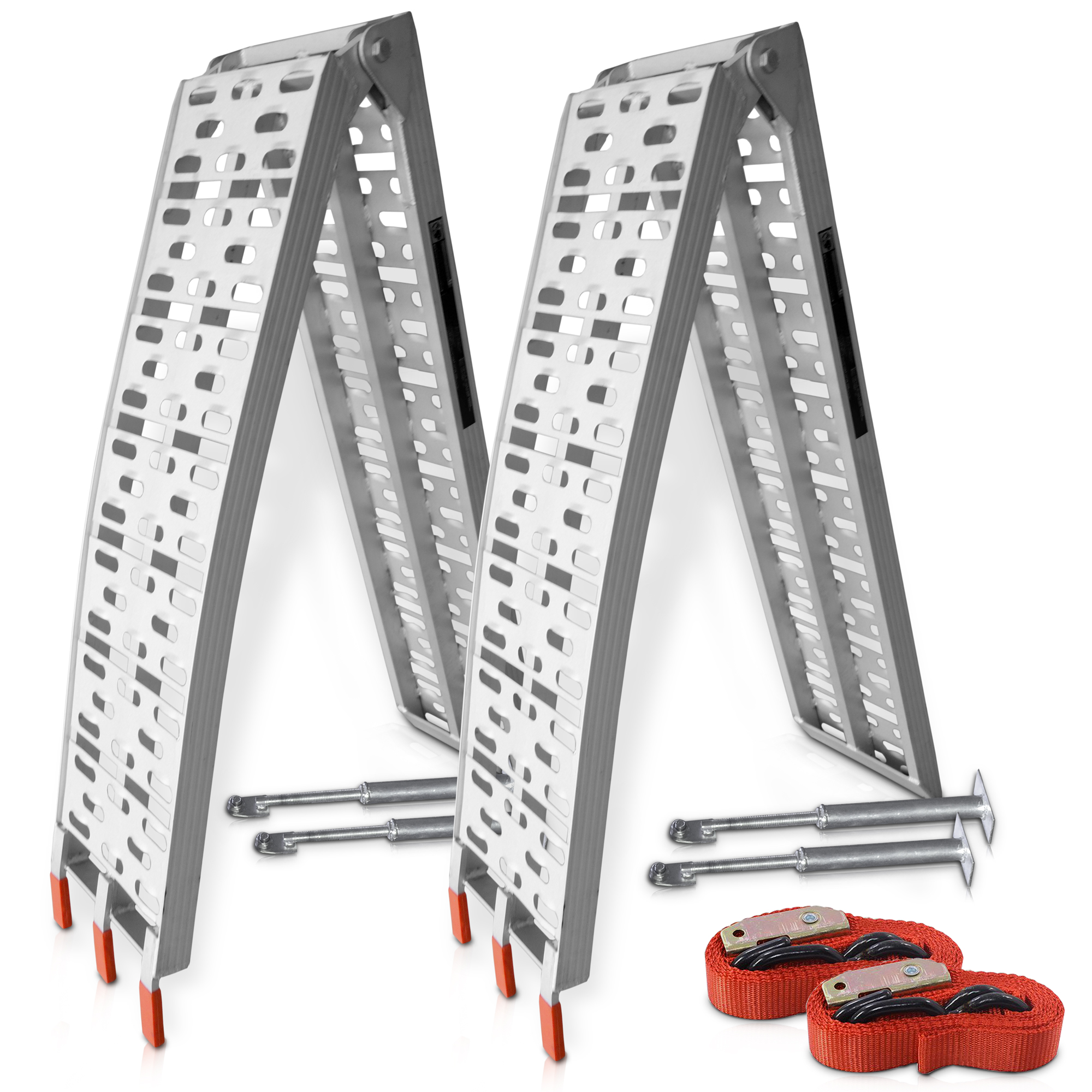 HECHT 005005 Auffahrrampen klappbar – 2er Set mit Befestigungsbolzen und Spanngurten für sicheren Transport HECHT 005005 Auffahrrampen klappbar – 2er Set mit Befestigungsbolzen und Spanngurten für sicheren Transport