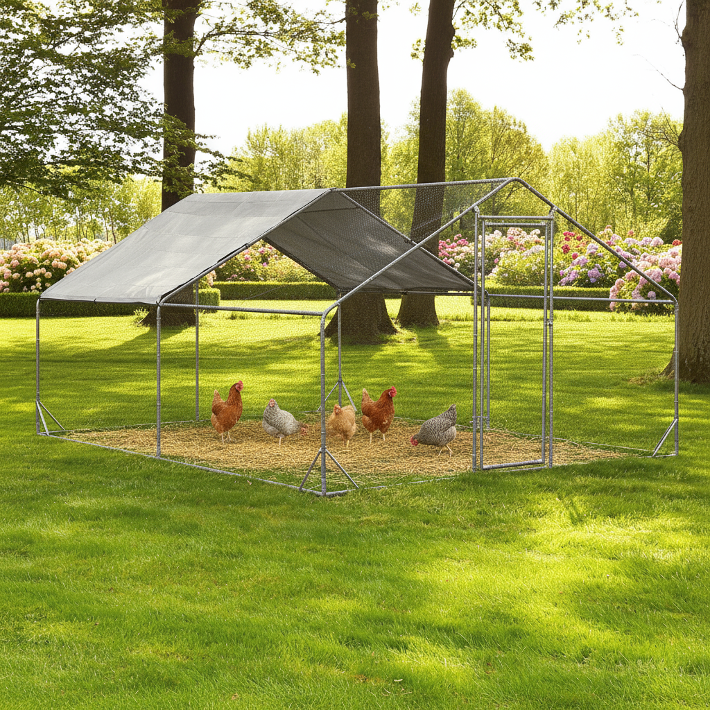 Zooprinz Hühnervoliere Steel 300 x 200 x 195 Zentimeter im Gebrauch