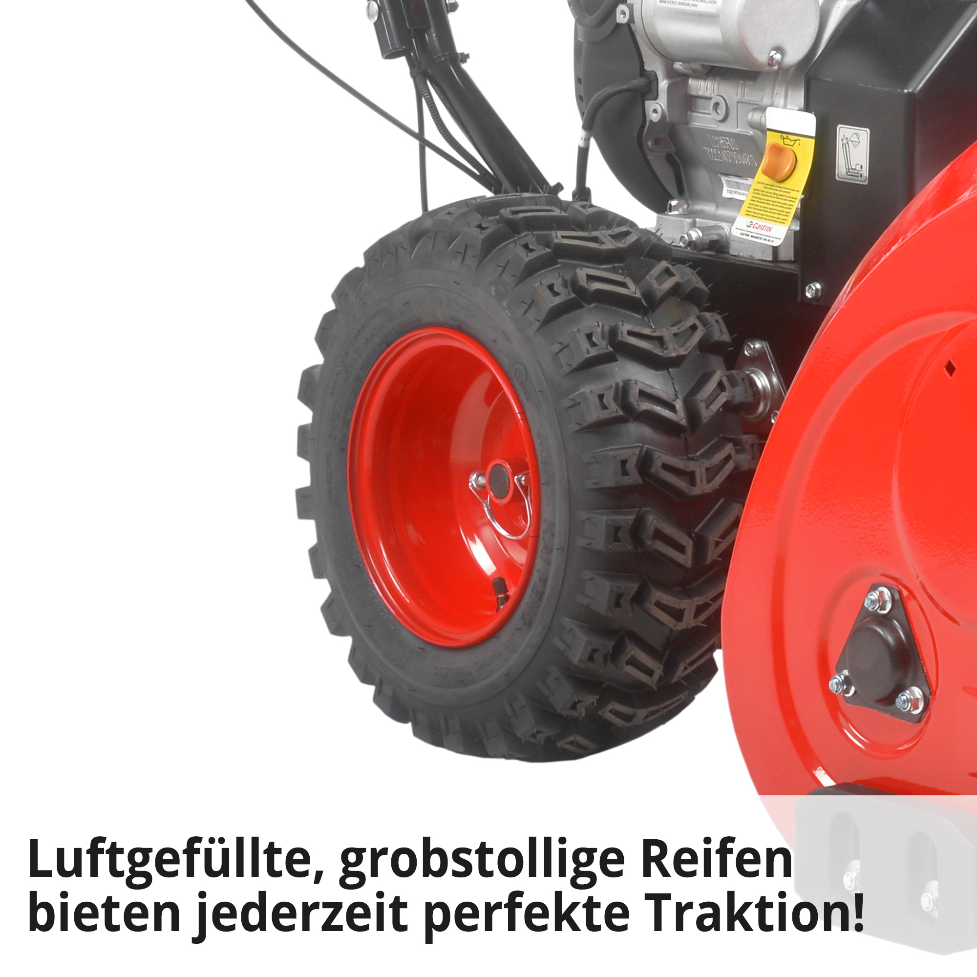 Hecht Benzin-Schneefräse mit Grobstolligen Reifen für extra Grip