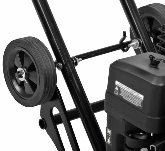 Rüttelplatte; robuste Transporträder mit 120 mm Durchmesser