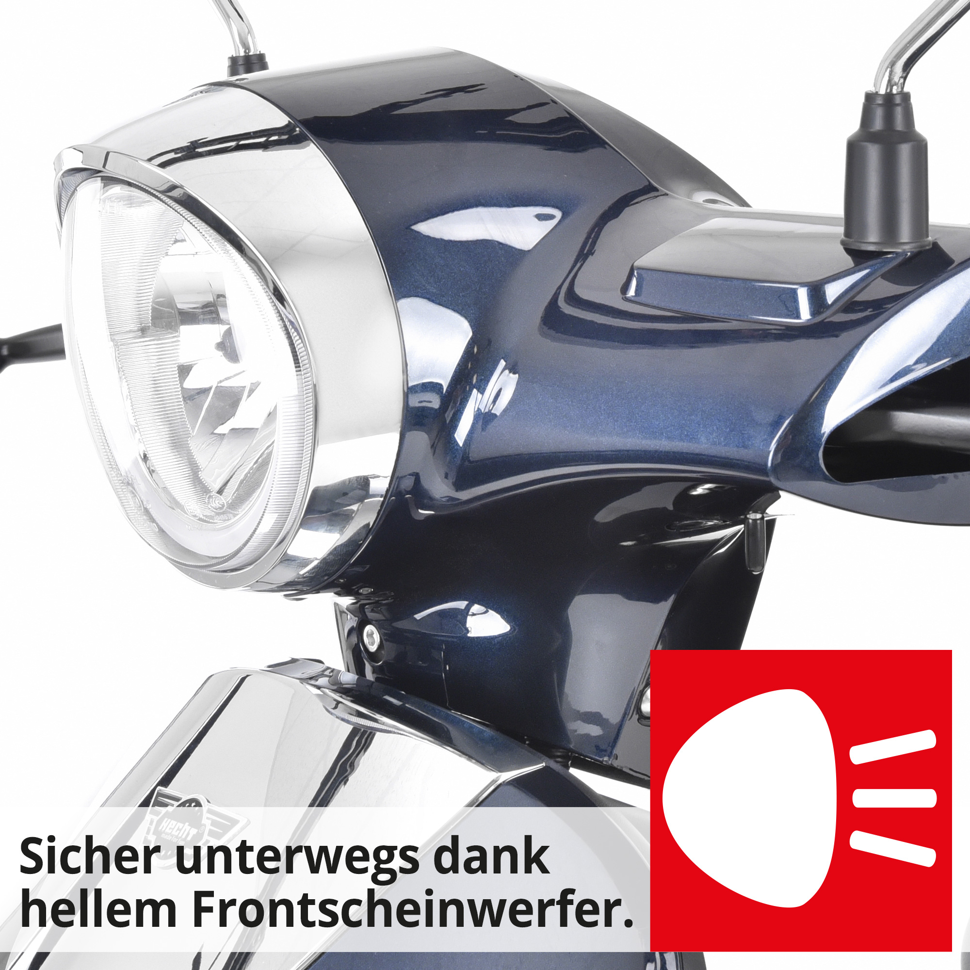Hecht WISE BLUE Elektro Seniorenmobil; Sicher unterwegs dank hellem Frontscheinwerfer