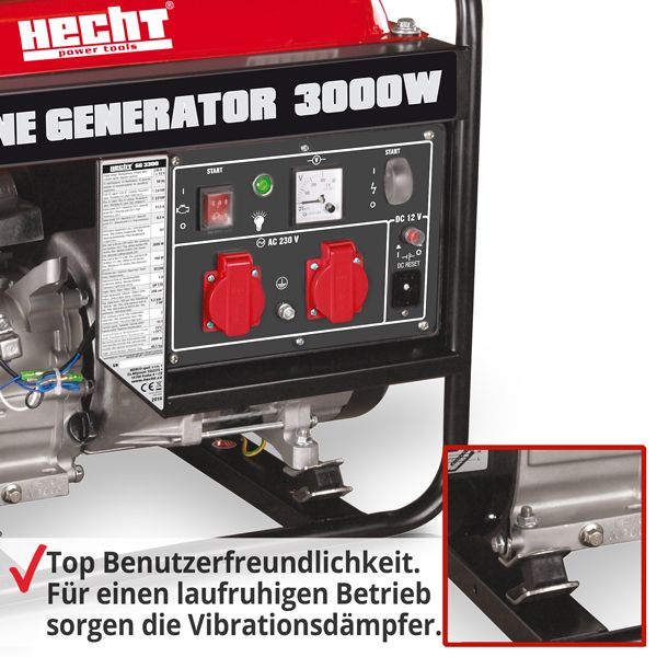 HECHT Stromaggregat GG 3300 Stromaggregat mit Vibrationsdämpfer