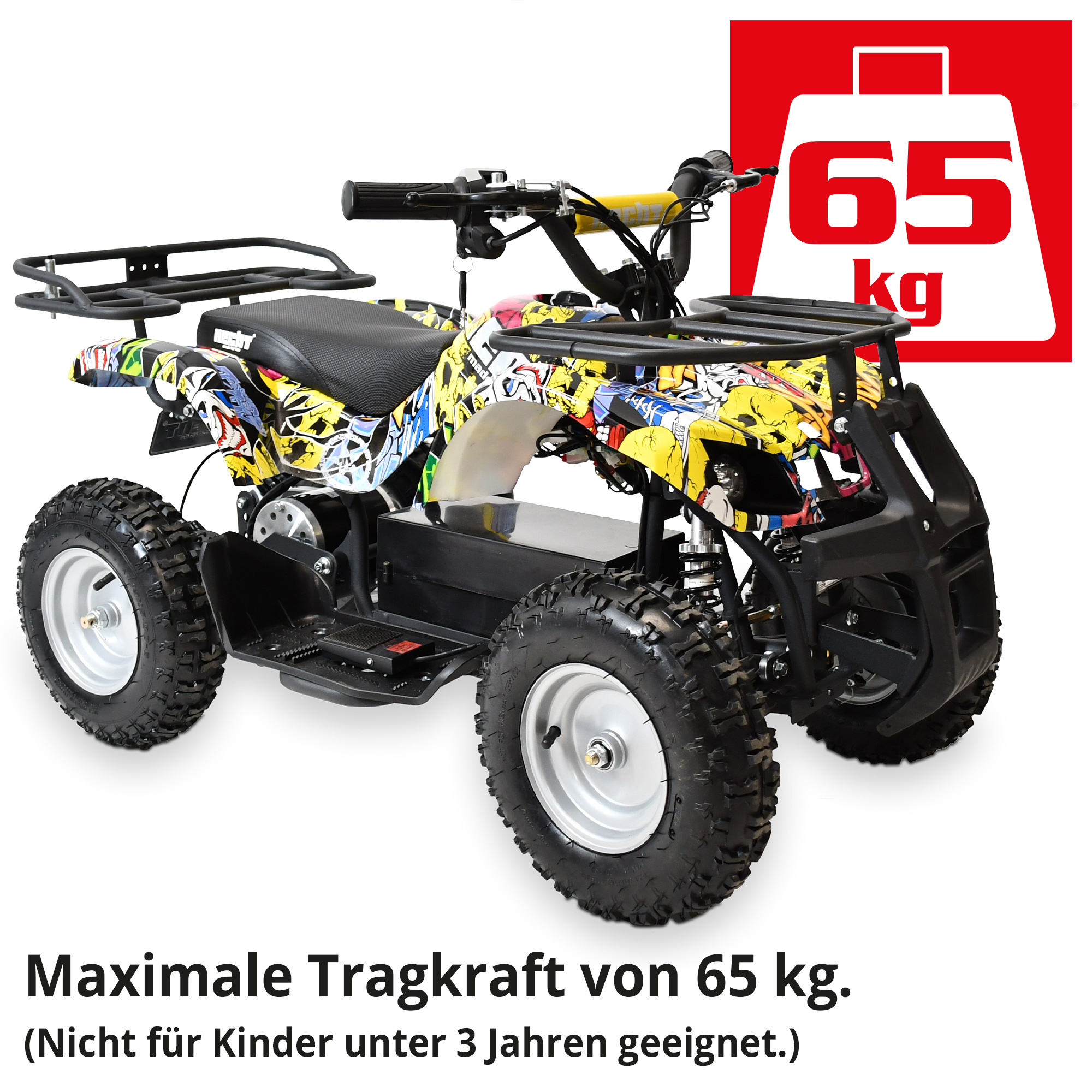 Hecht 56100 COMIC QUAD mit schwerer Tragkraft: nicht für Kinder unter 3 Jahren geeignet