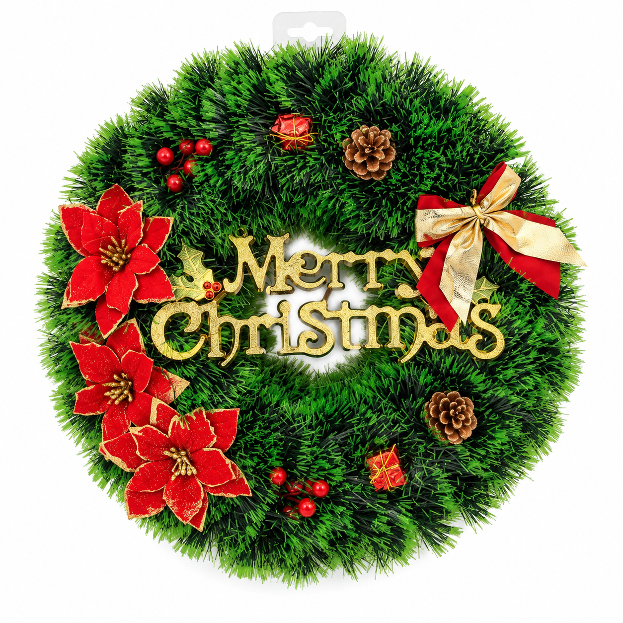 Onbest Weihnachtskranz Merry Christmas RED 48021 (Dieses Bild wurde mit Hilfe von KI generiert.)