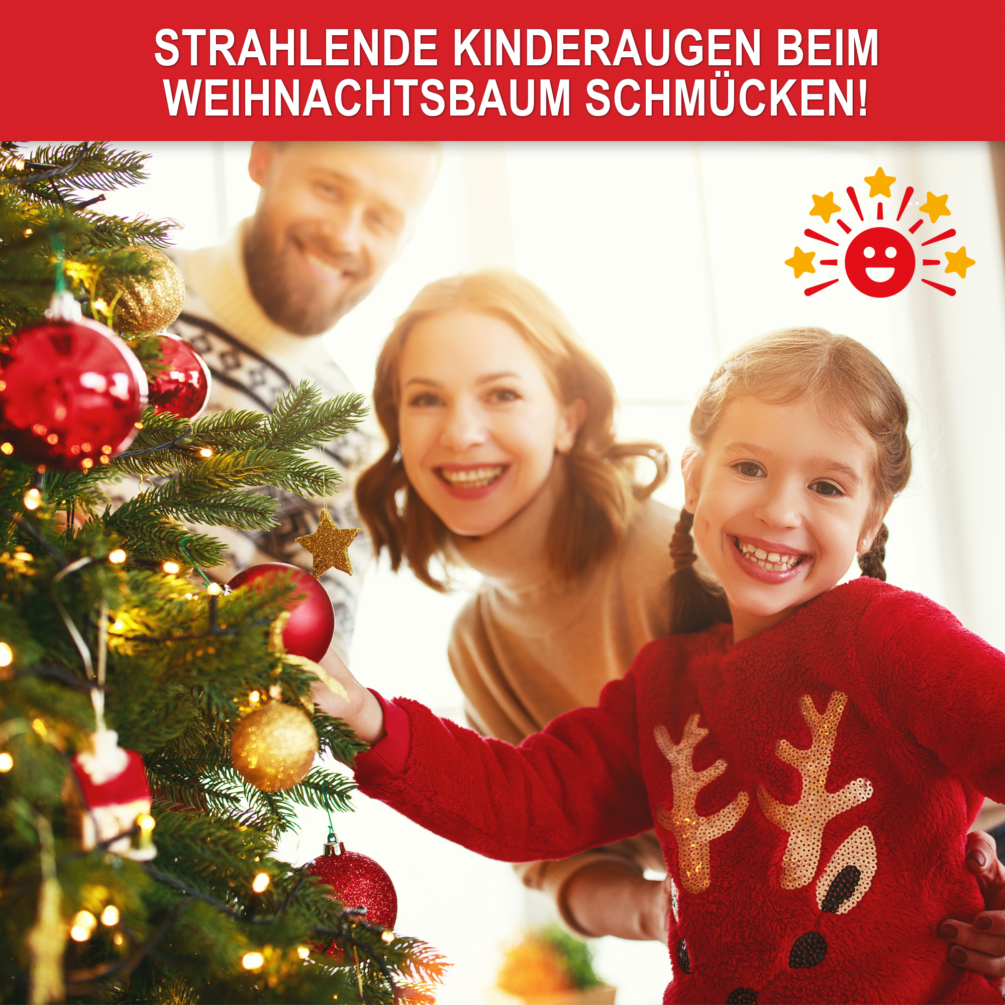 Strahlende Kinderaugen beim gemeinsamen Weihnachtsbaum schmücken - Weihnachtsbaum Classic 2,20 Meter
