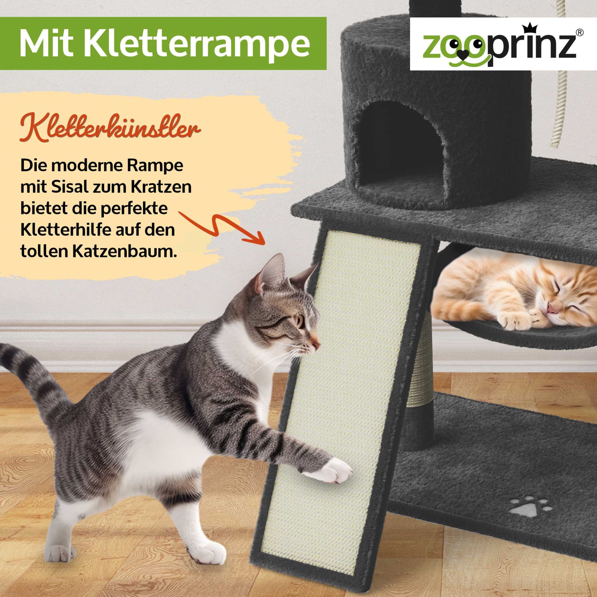 Katzenbaum Emma; mit Kletterrampe