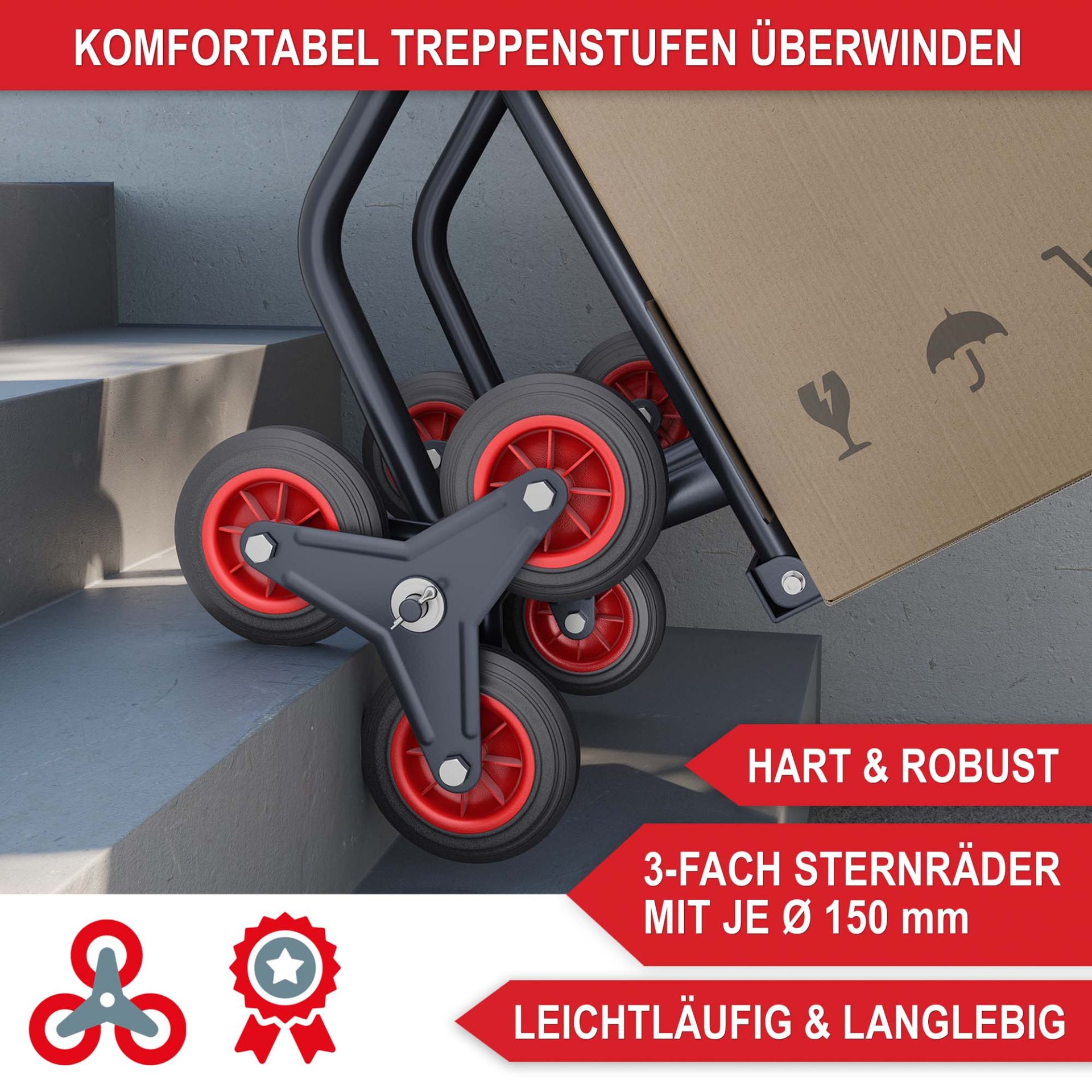 Treppensackkarre klappbar - komfortabel Treppenstufen überwinden