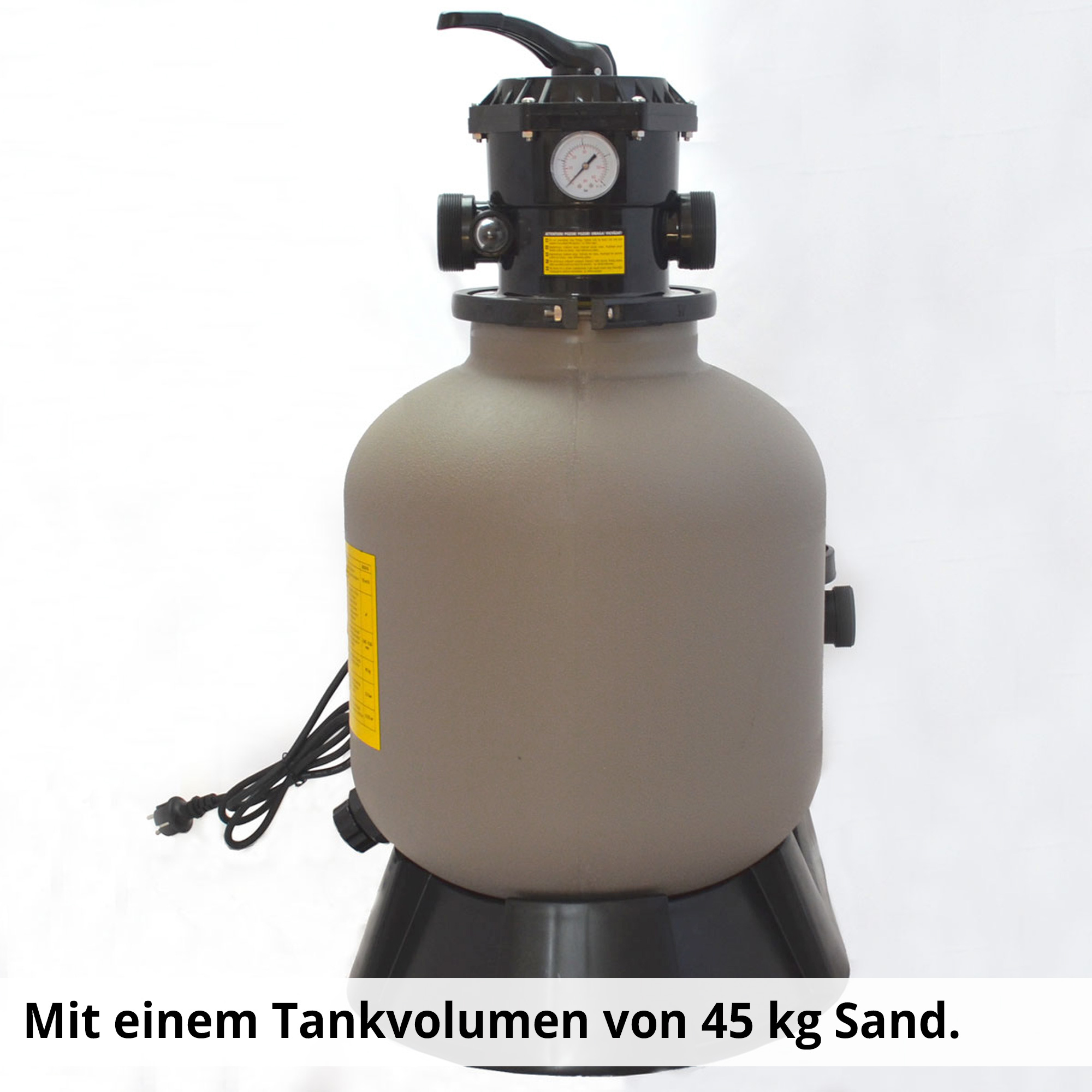 Sandfilteranlage; Tankvolumen von 45 Kilogramm Sand