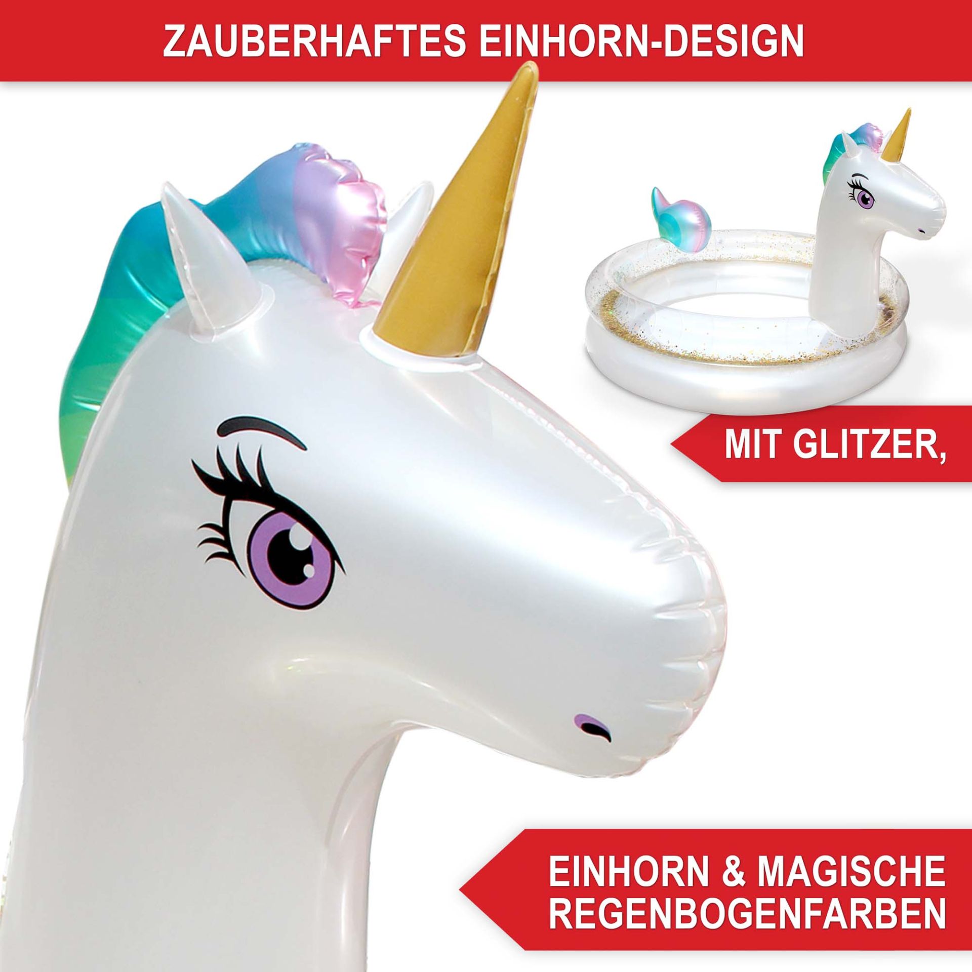 Planschbecken Einhorn - Mit Glitzer, Einhorn und magische Regenbogenfarbe