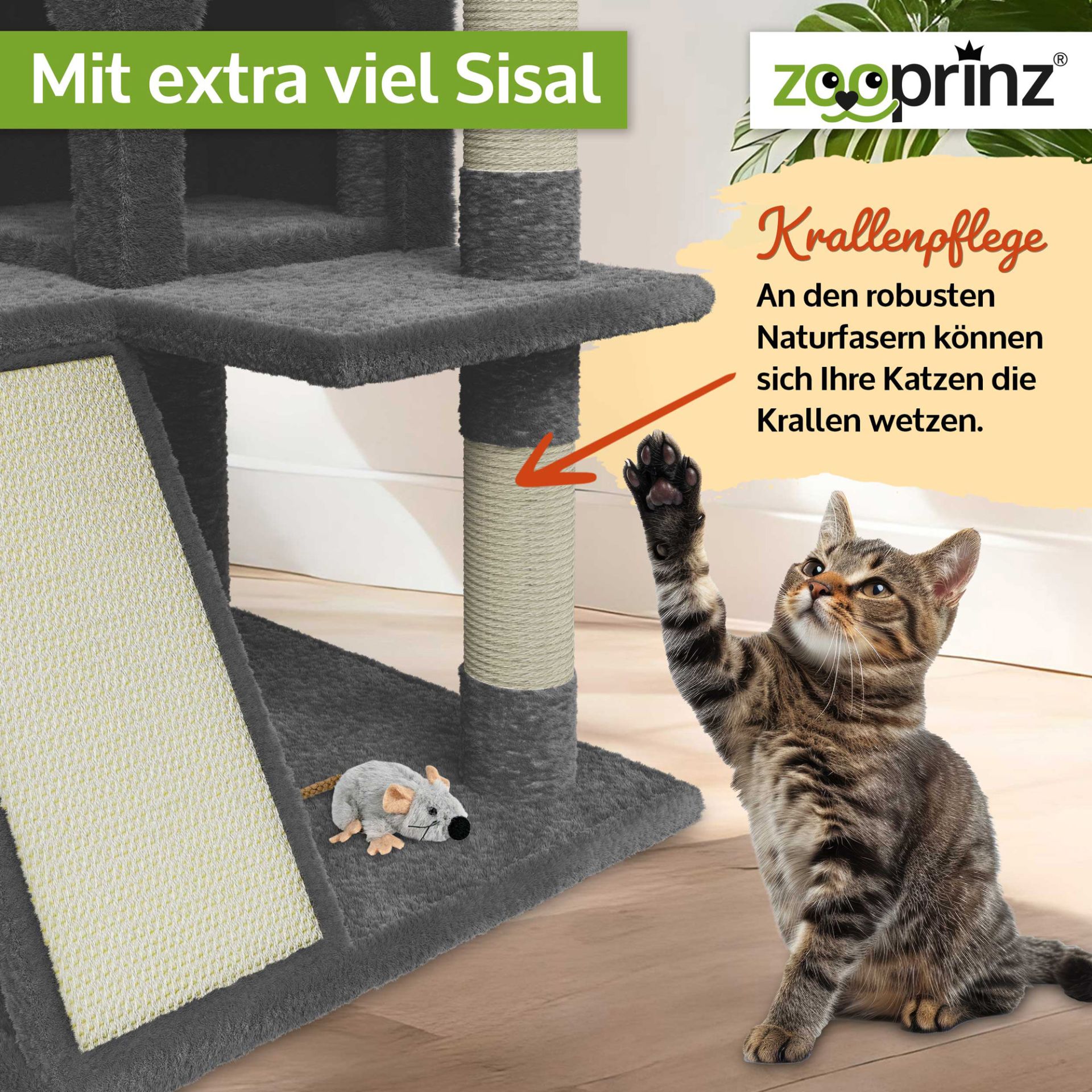 Katzenbaum Kitty; Extra viel Sisal für die Krallenpflege