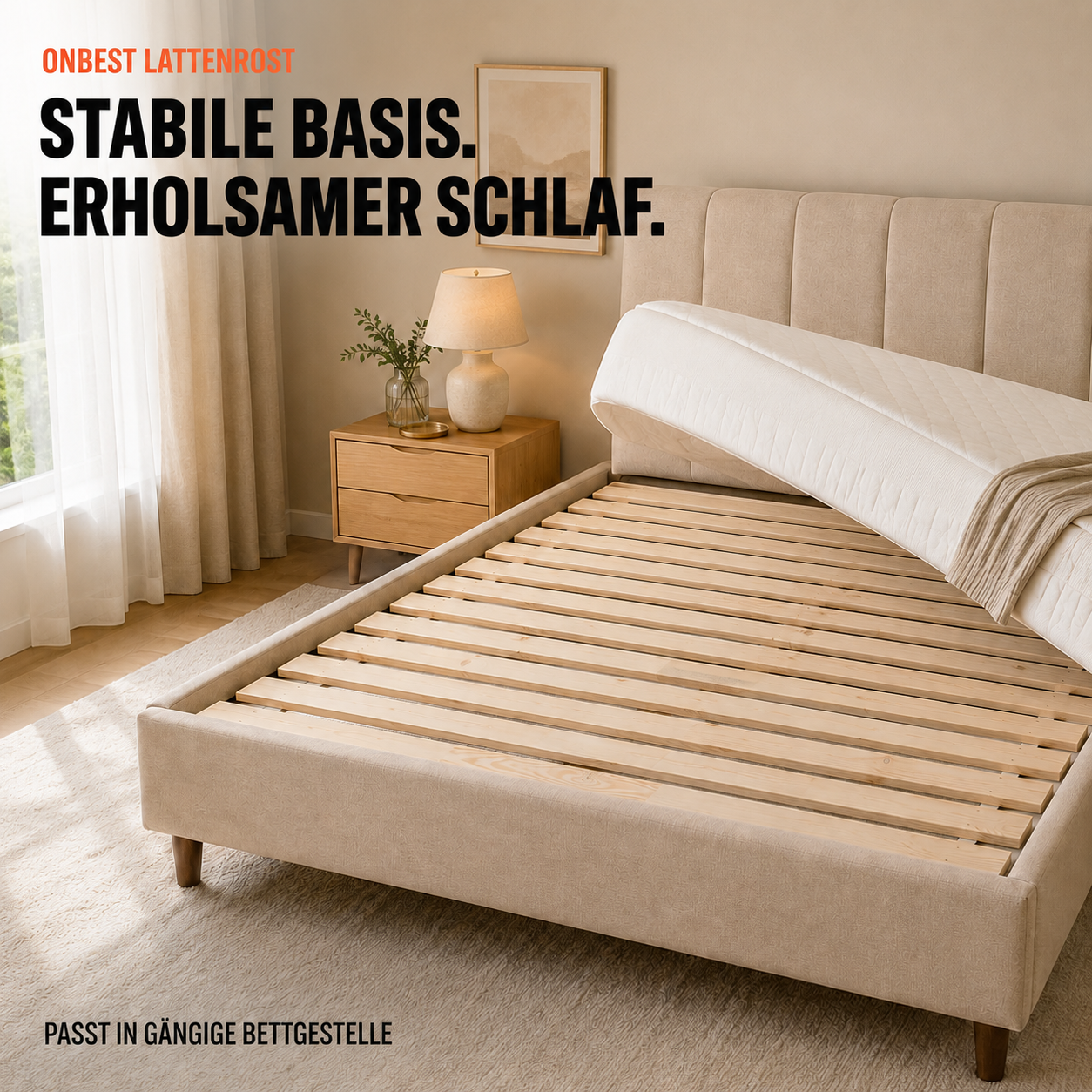 ONBEST Lattenrost 120x200 für erholsamen Schlaf im Holzbett (Dieses Bild wurde mit Hilfe von KI generiert.)