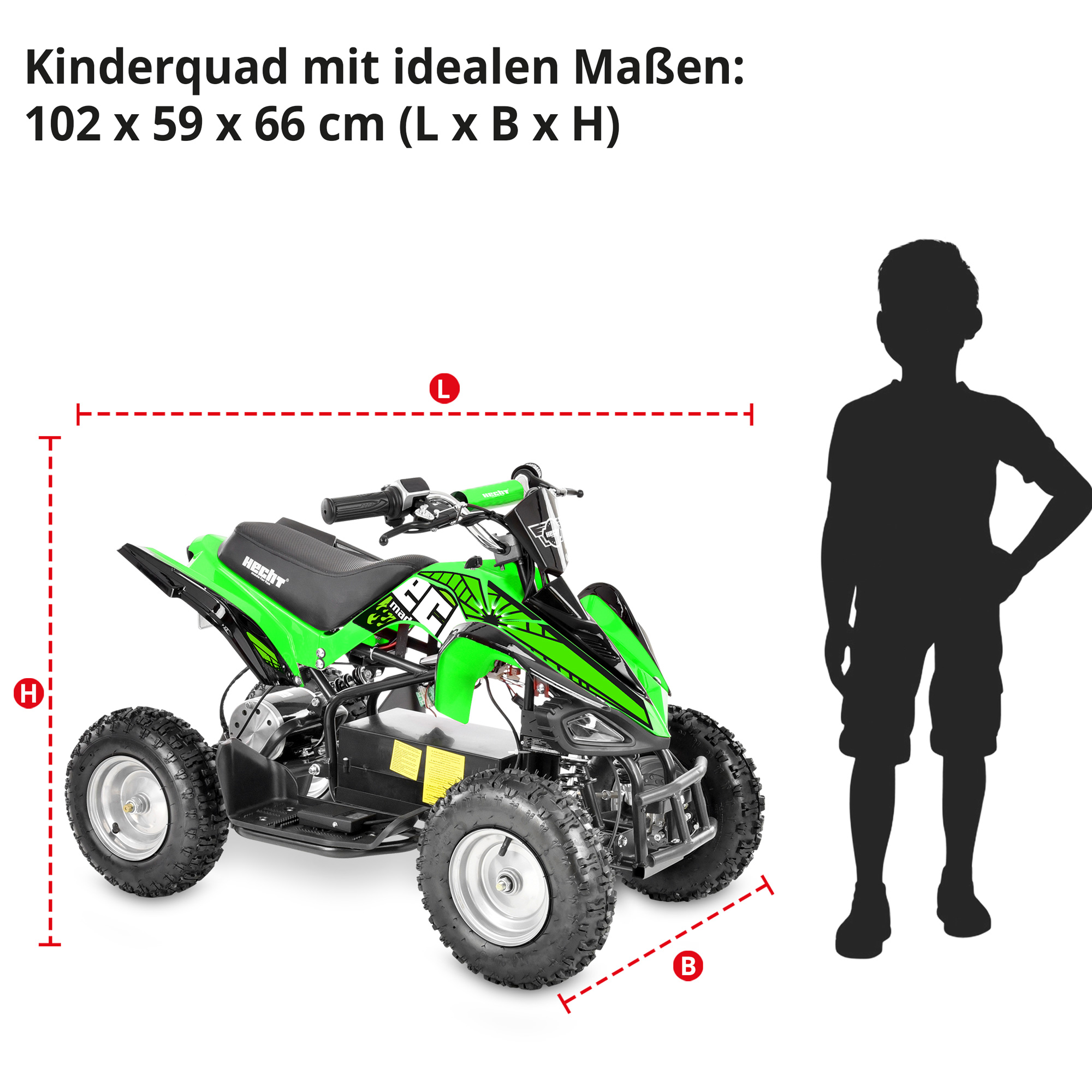 Hecht 54100 Green QUAD mit idealen Maßen 102 x 59 x 66cm