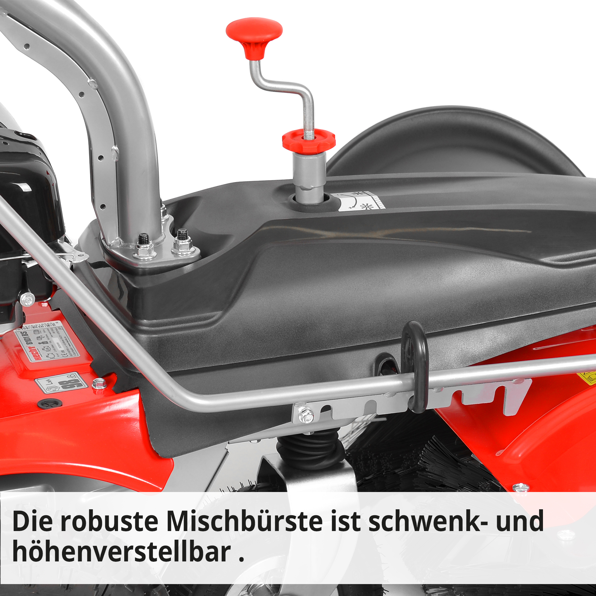 HECHT Benzin Kehrmaschine 8101 BS Kehrmaschine mit Schweng und Höheverstellbaren Mehrzweckbürste