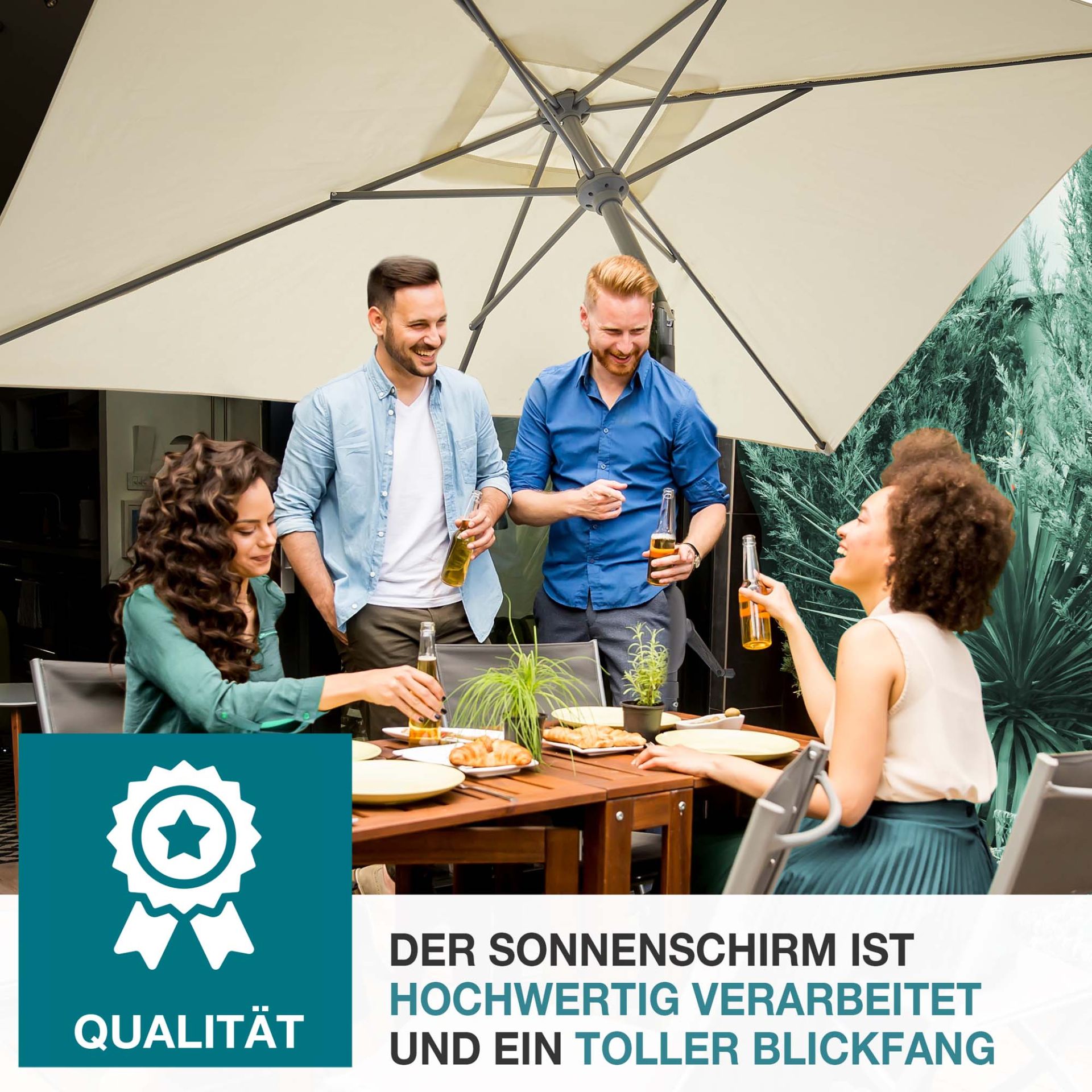 TOM Sonnenschirm SU-100 Beige; hochwertig verarbeitet