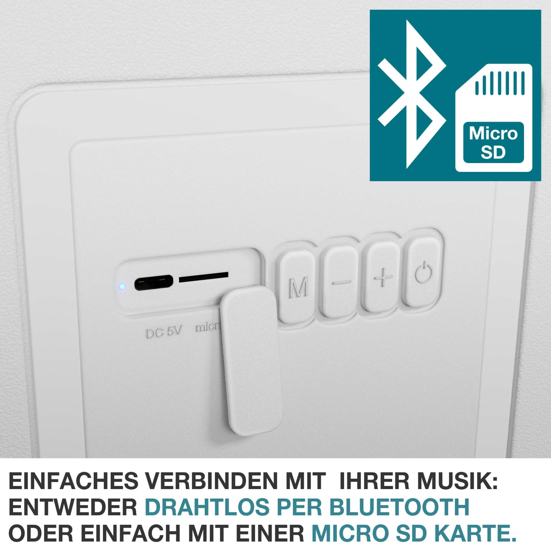 TOM Musikkühlbox CB-210; Verbinden per Bluetooth oder mit einer Micro SD Karte