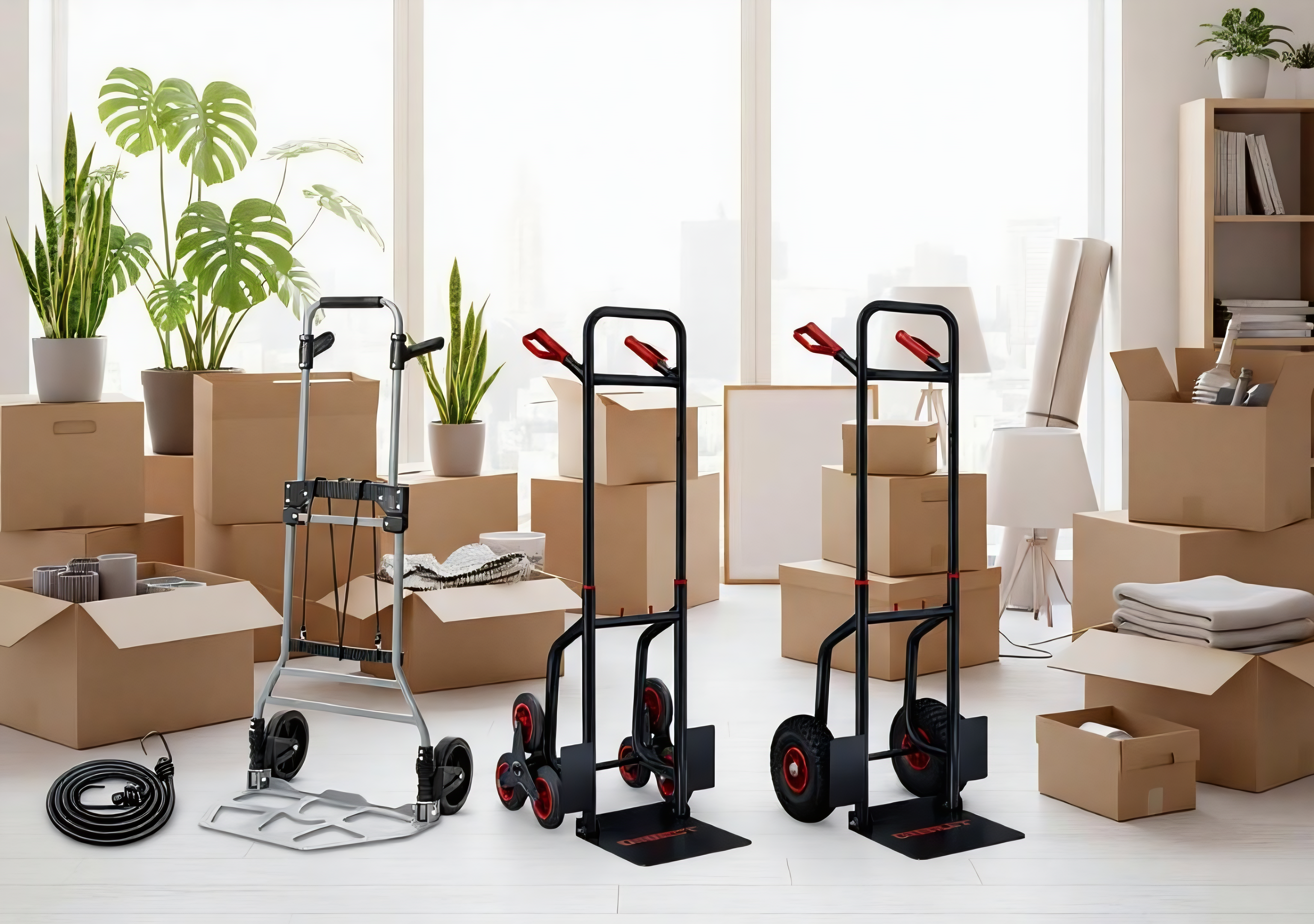 3 verschieden Sackkarren beim Umzug