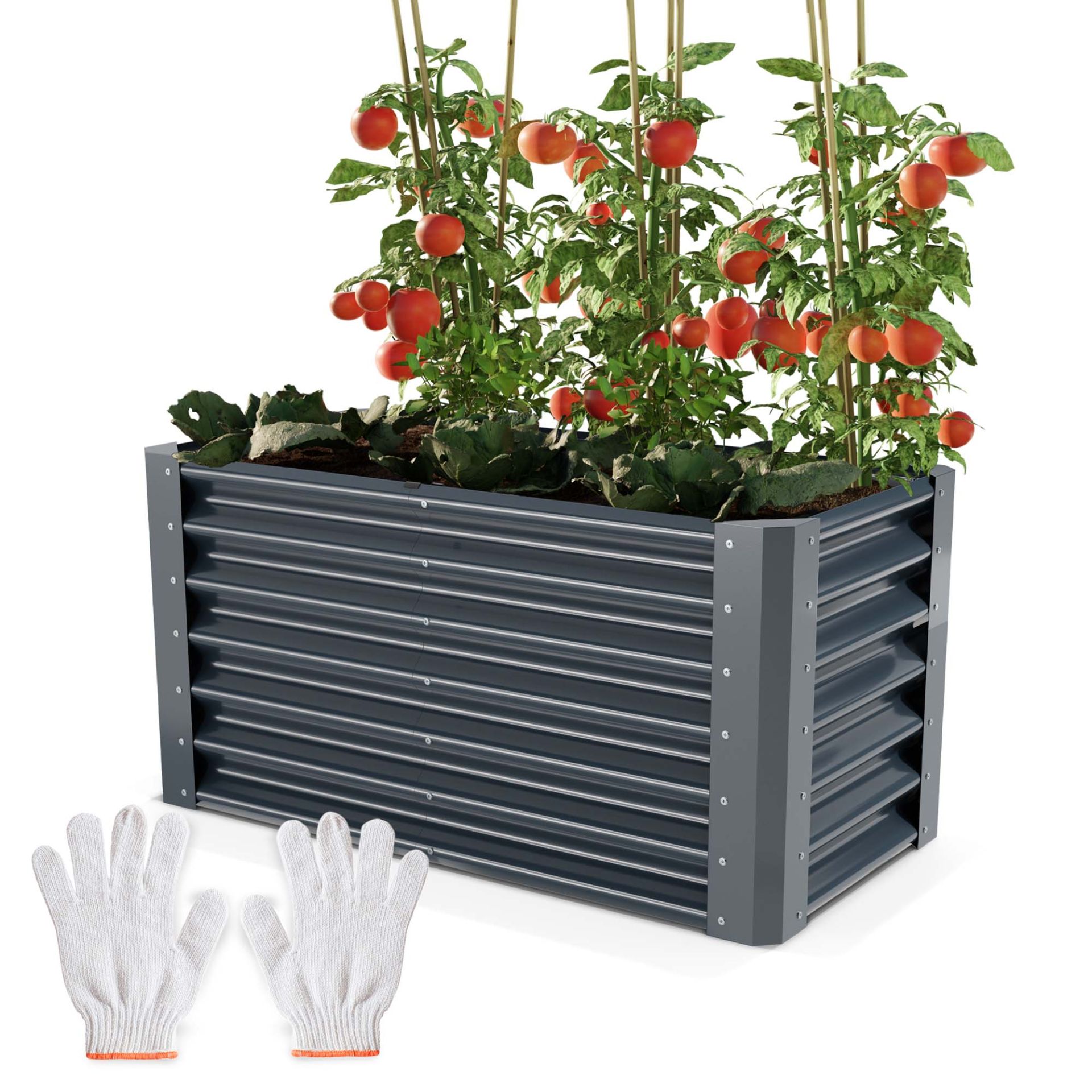 Hochbeet Stahl Anthrazit L - Inklusive Handschuhe