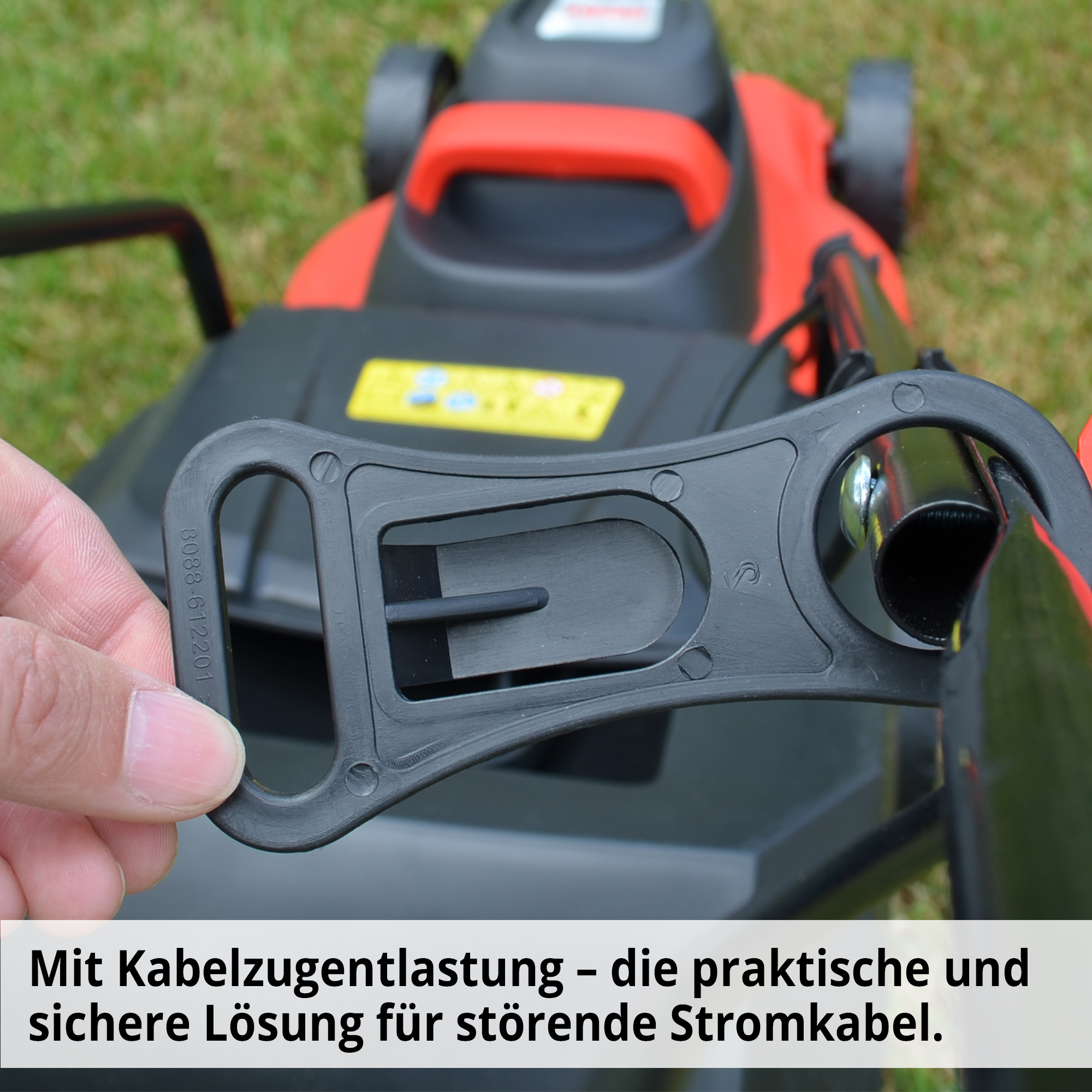 Hecht Elektro-Rasenmäher-mit Kabelzugentlastung für keine störenden Kabel 
