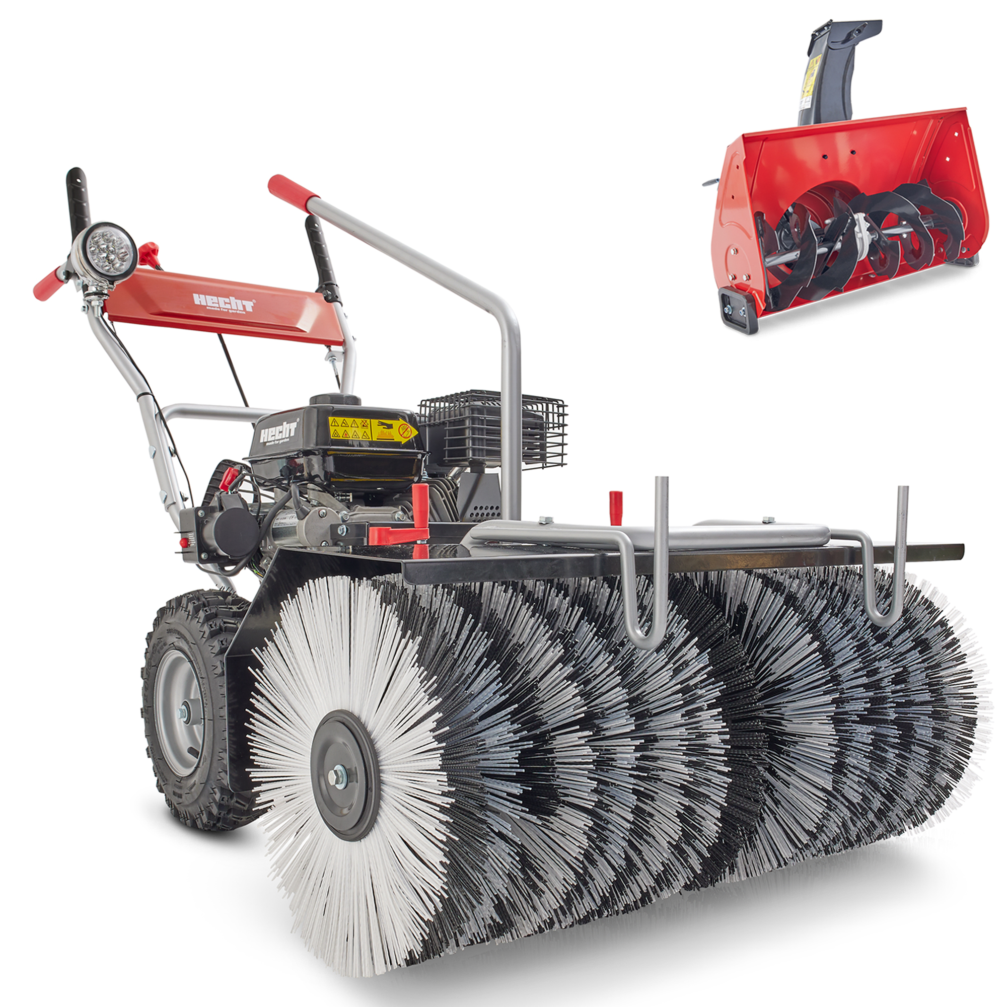 Hecht Benzin-Kehrmaschine 8680 SE mit 80 cm Arbeitsbreite und Schneefräskopf