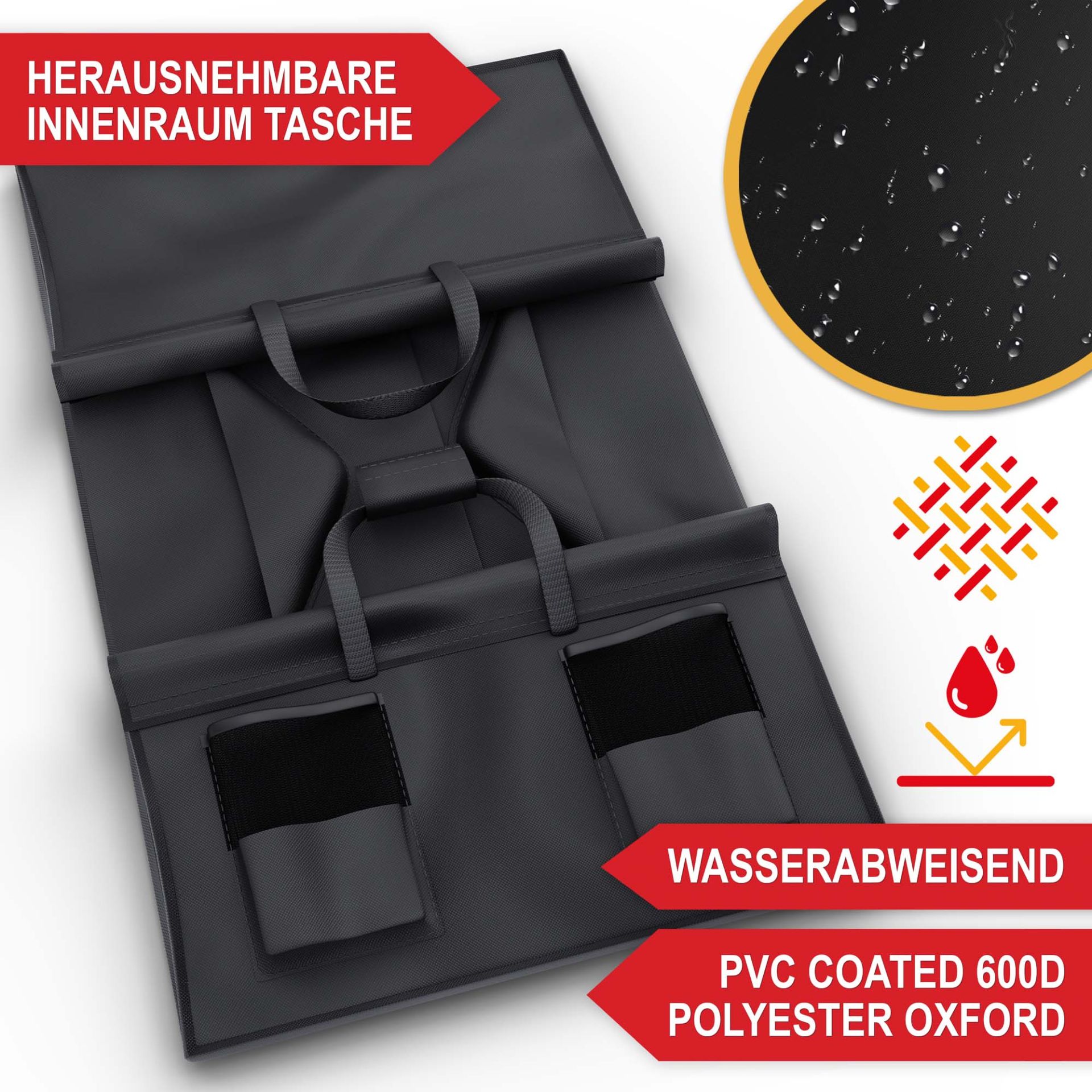 Bollerwagen schwarz - herausnehmbare Innenraumtasche, wasserabweisend