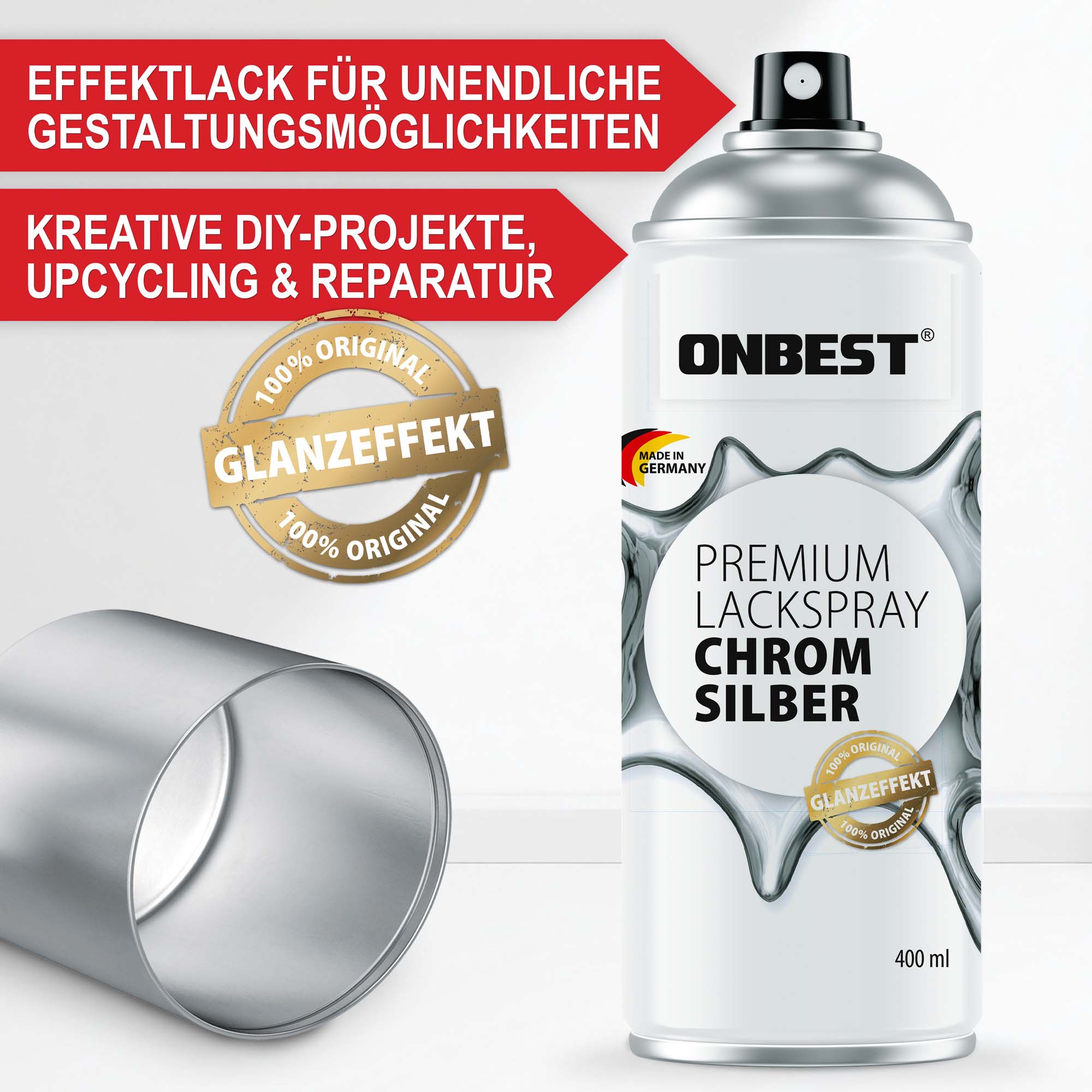 Sprühfarbe Silber Effekt ideal für Upcycling und Reparatur