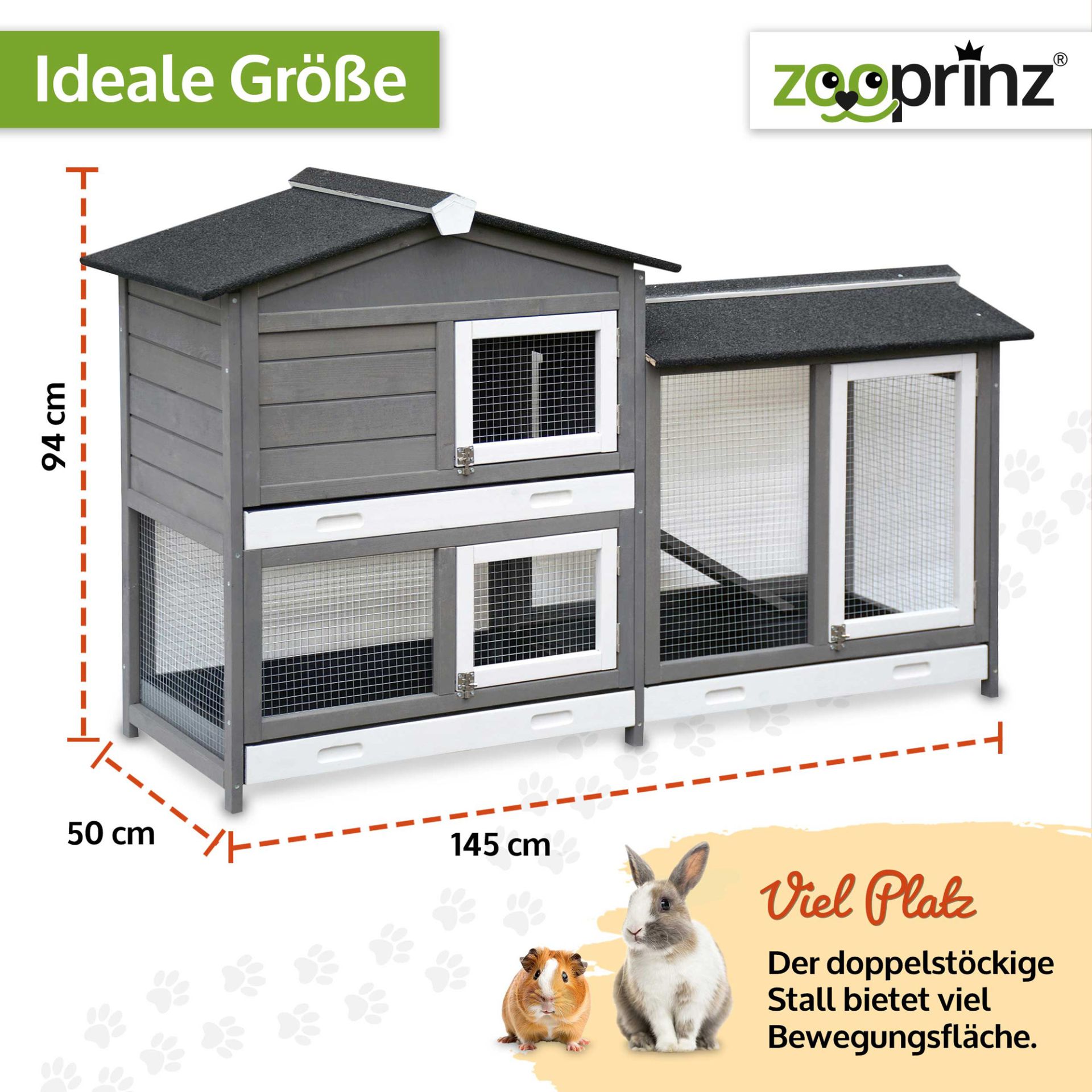 Hasenstall Rudy; 50 x 145 x 94 Zentimeter
