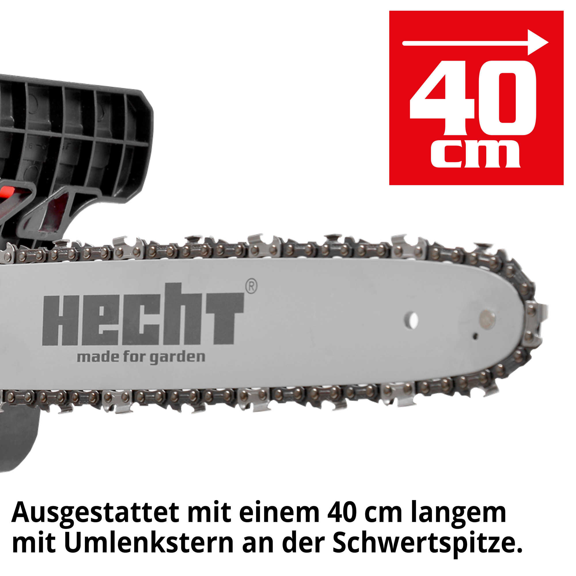 Hecht 2039 Elektro Kettensäge; Ausgestattet mit einem 40cm langem mit Umlenkstern an der Schwertspitze