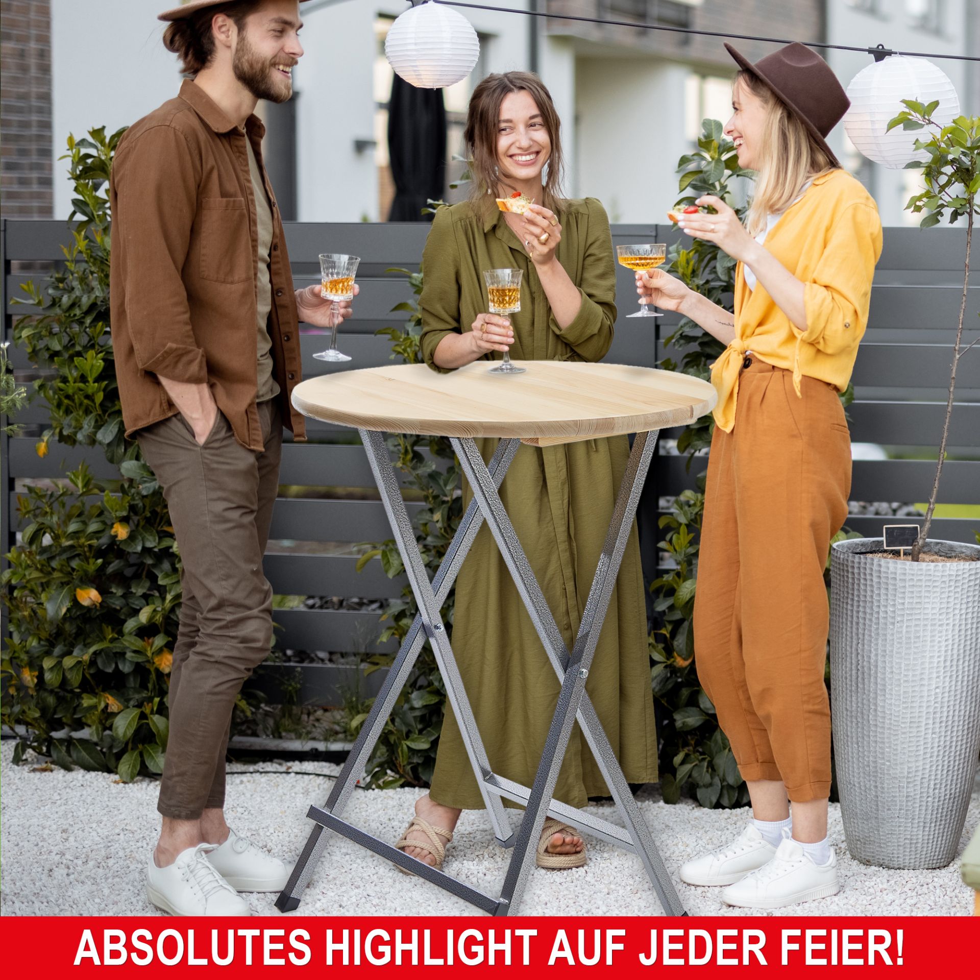 Stehtisch mit Holzplatte - Highlight auf jeder Feier