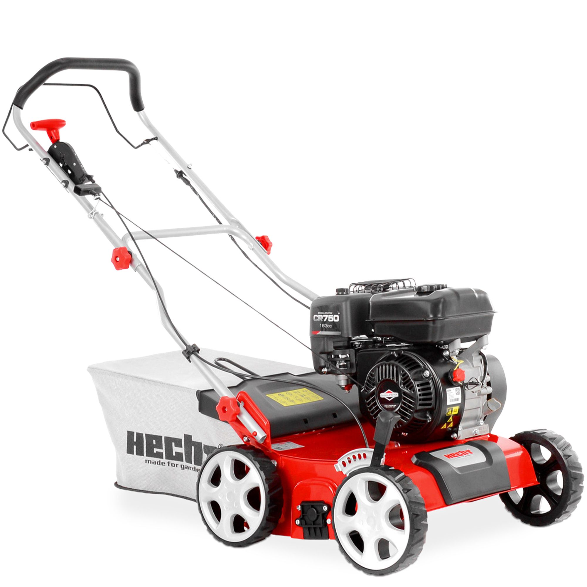 HECHT 5676 Benzin Vertikutierer mit Briggs & Stratton Motor 163ccm Rasenlüfter rot