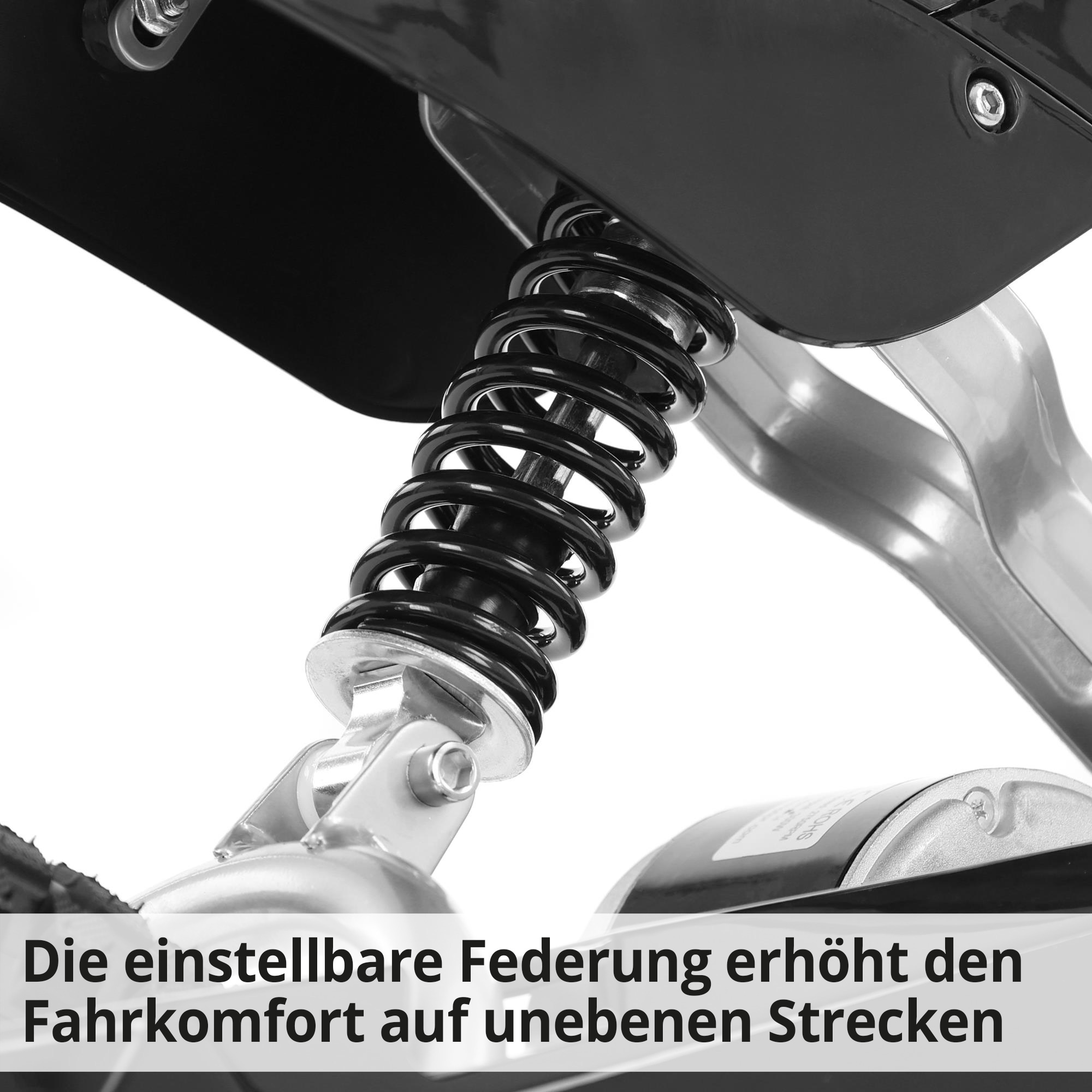 Red Pocketbike; Die einstellbare Federung erhöht den Fahrtkomfort auf unebenen Strecken