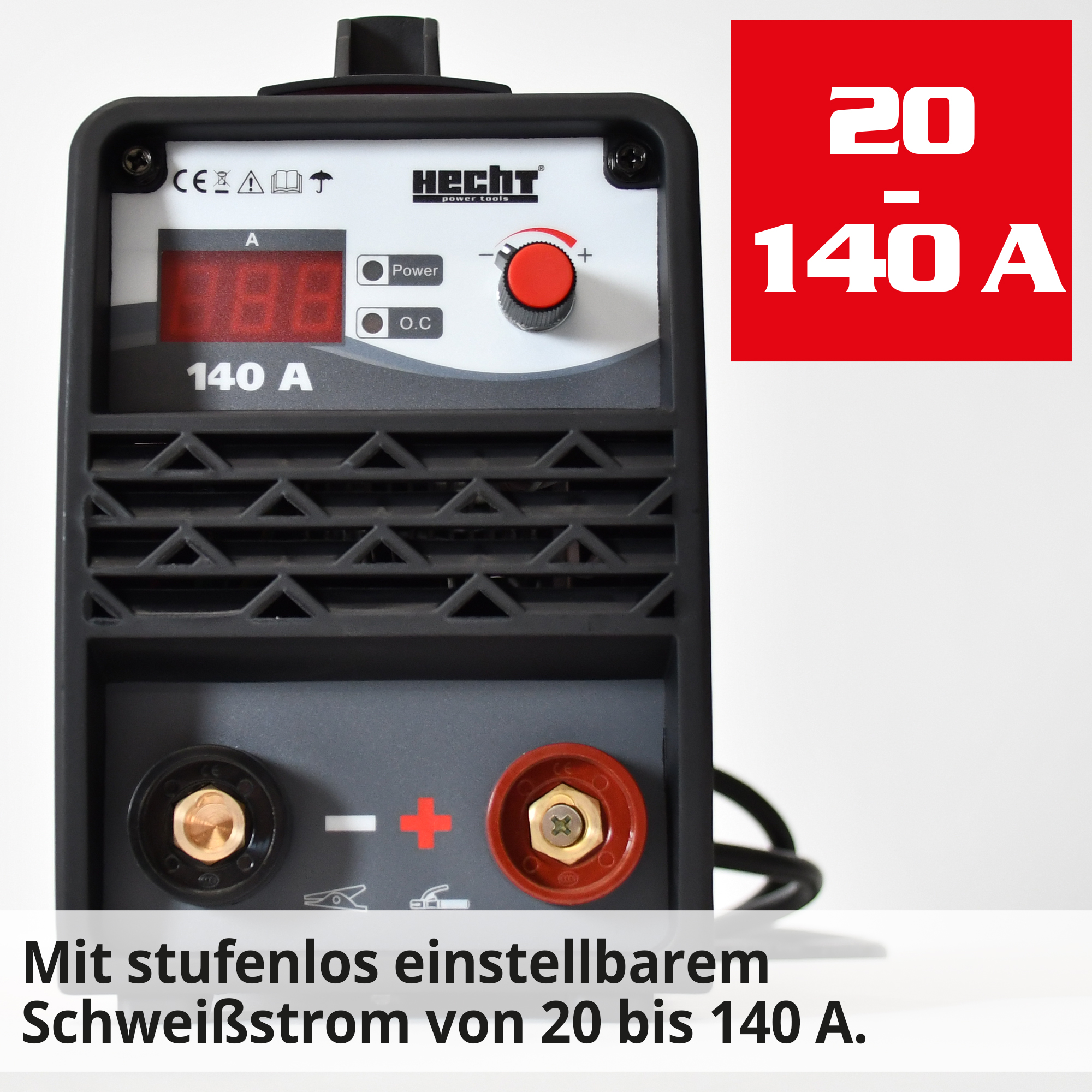 HECHT 1824 MMA Inverter Schweißgerät mit stufenlos einstellbarem Schweißstrom von 20 bis 140 A