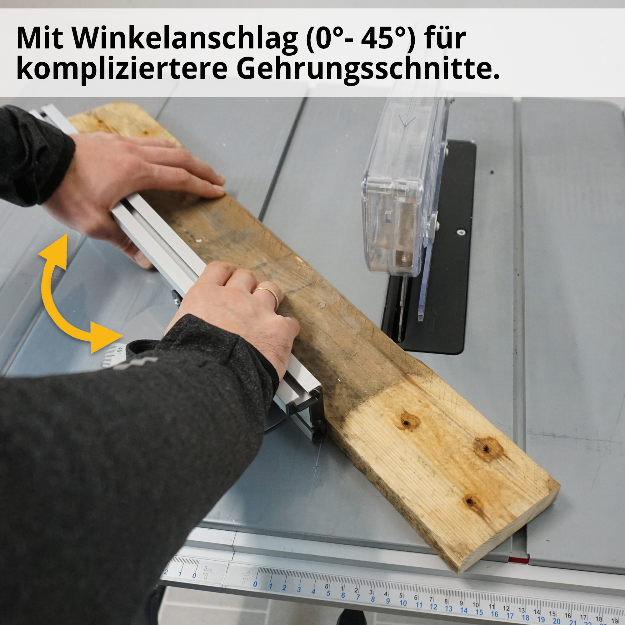 HECHT 8254 Tischkreissäge; Mit Winkelanschlag (0 - 45°) für komplizierte Gehrungsschnitte